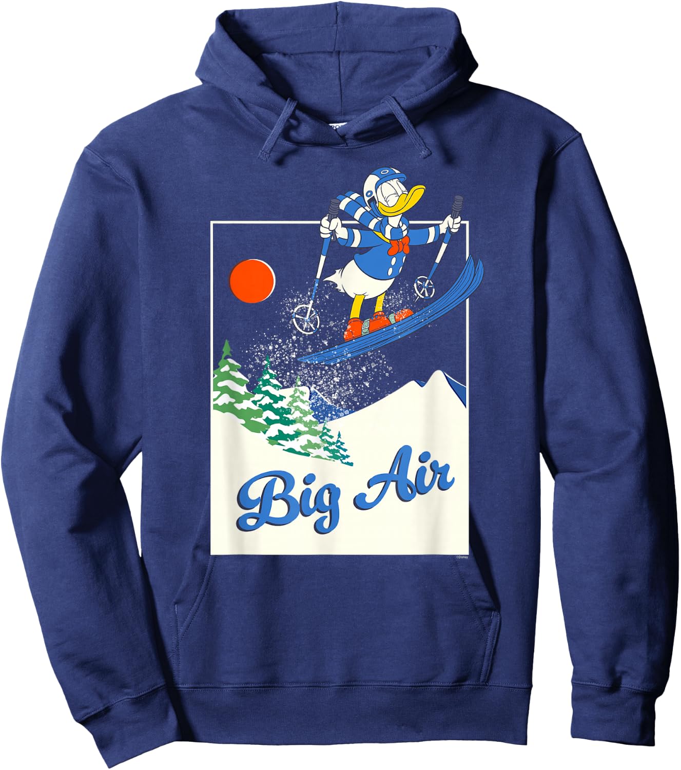 Disney Donald Duck Winter Sports Skiing Retro Ski Big Air Hoodie - Hoodie | Navy