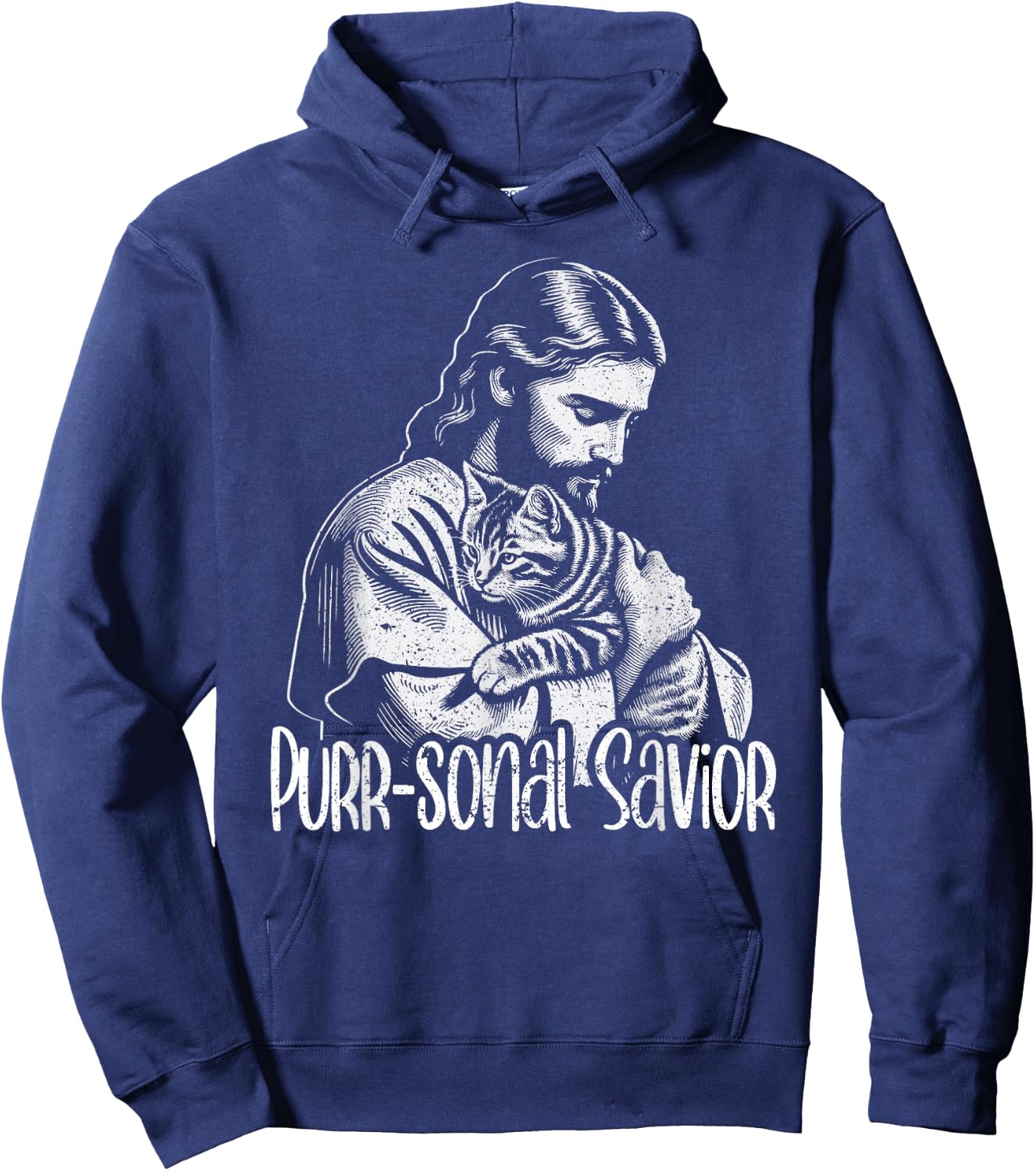 Purr-sonal Savior Jesus Loves Cats Christian Faith Hoodie - Hoodie | Navy