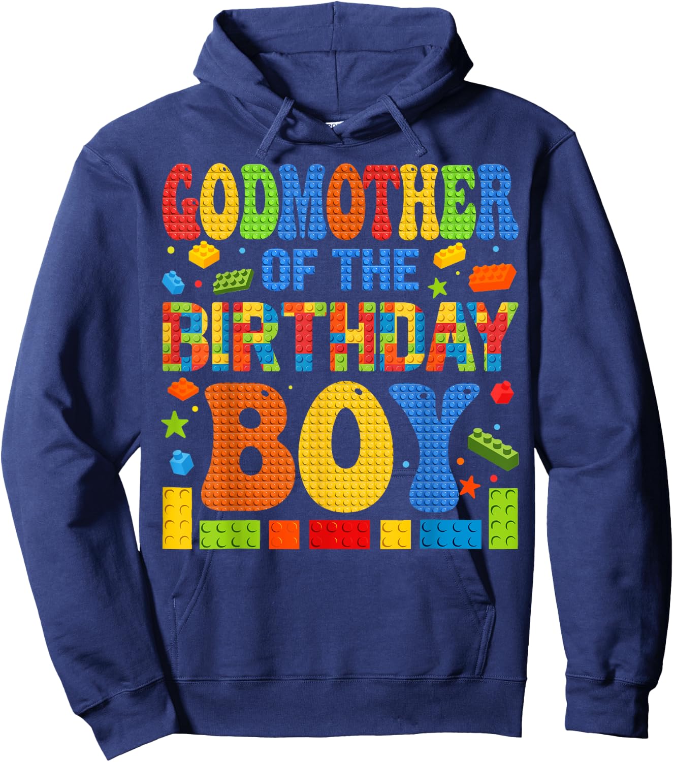 GodMother Of The Birthday Boy Building Block Birthday Party Hoodie - Hoodie | Navy