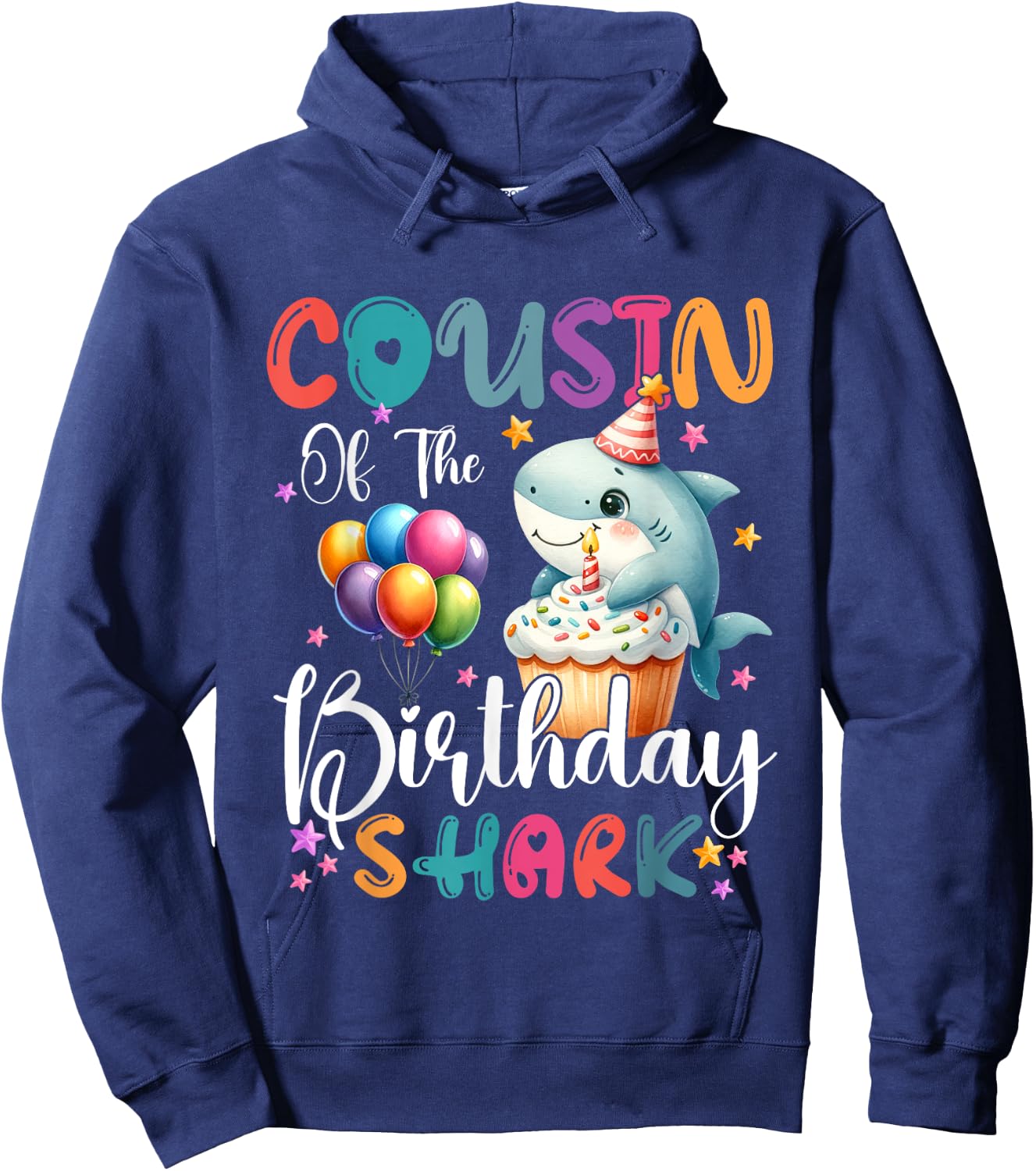 Cousin of the Shark Birthday Mom Matching Family Hoodie - Hoodie | Navy