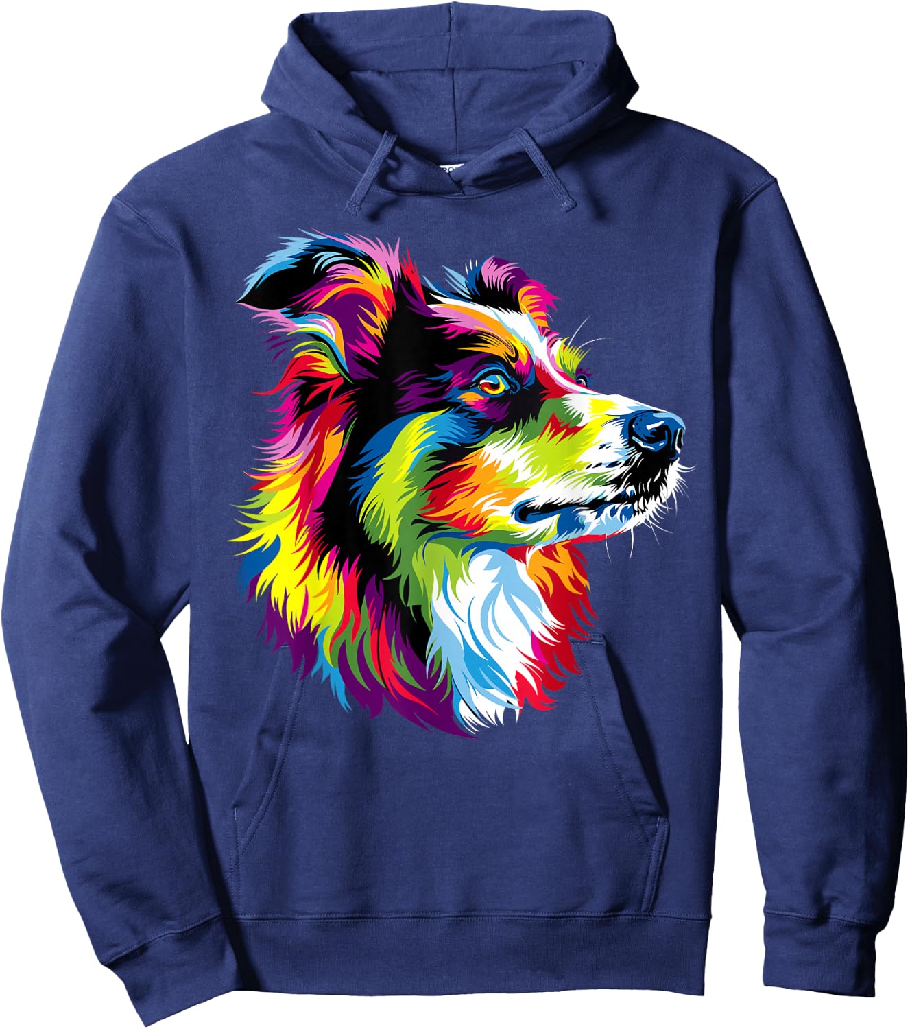 Australian Shepherd Dog Colorful Pop Art Rainbow Cute Aussie Hoodie - Hoodie | Navy