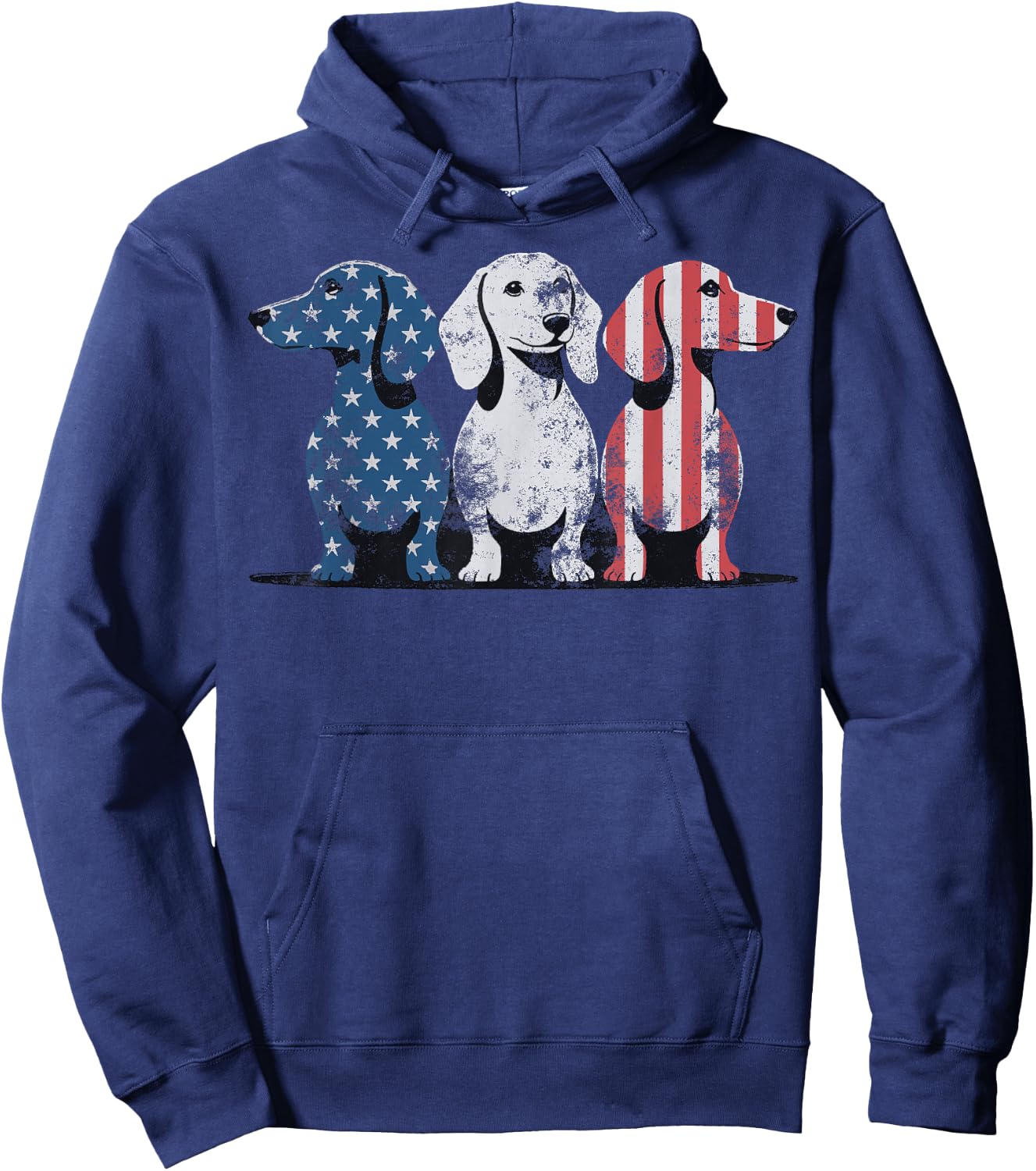 Patriotic Dachshund Dog USA Flag Sunglasses 4th of July Hoodie - Hoodie | Navy