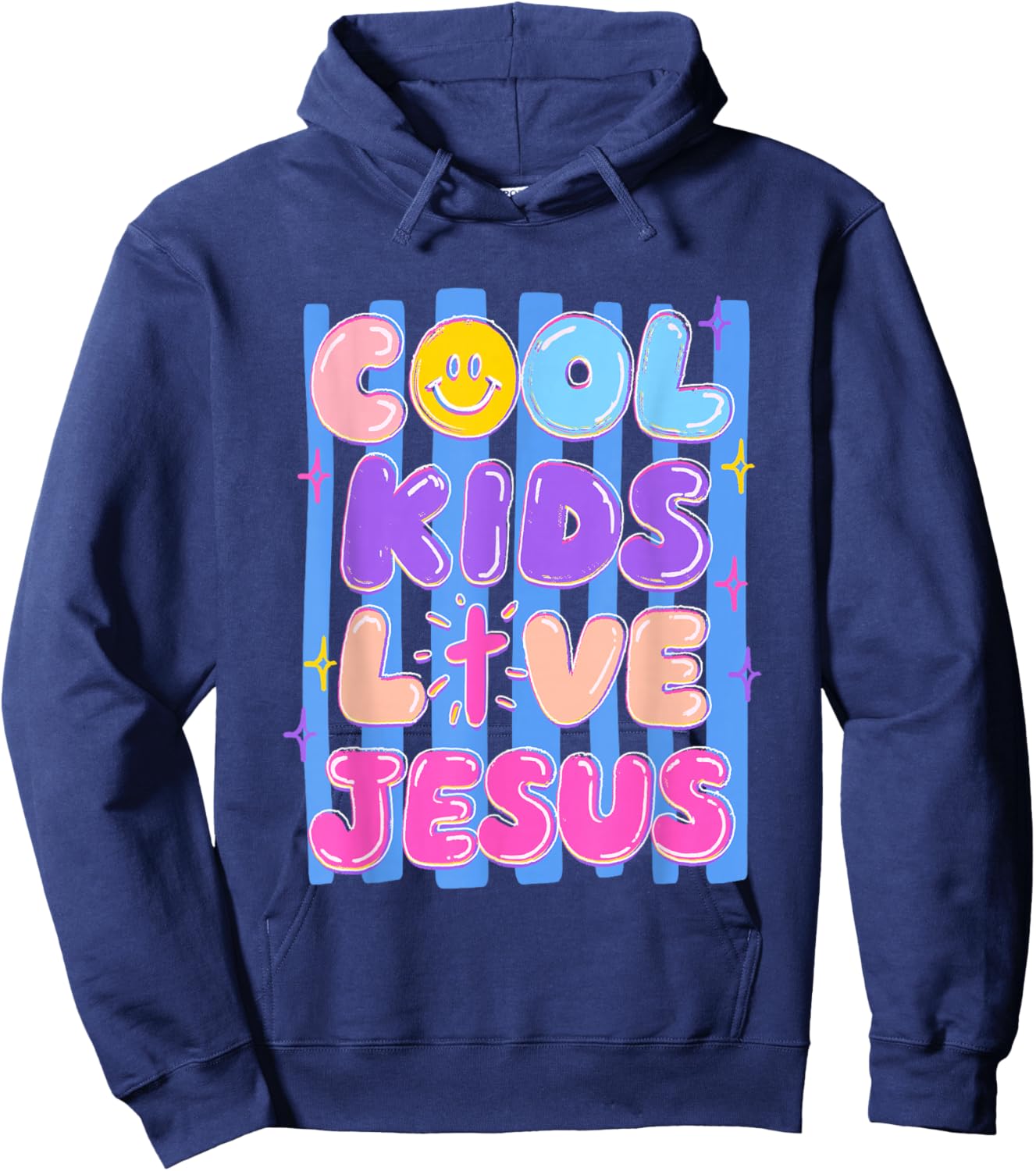 Preppy Cool Kids Love Jesus Stripes Christian Faith Girl Kid Hoodie - Hoodie | Navy