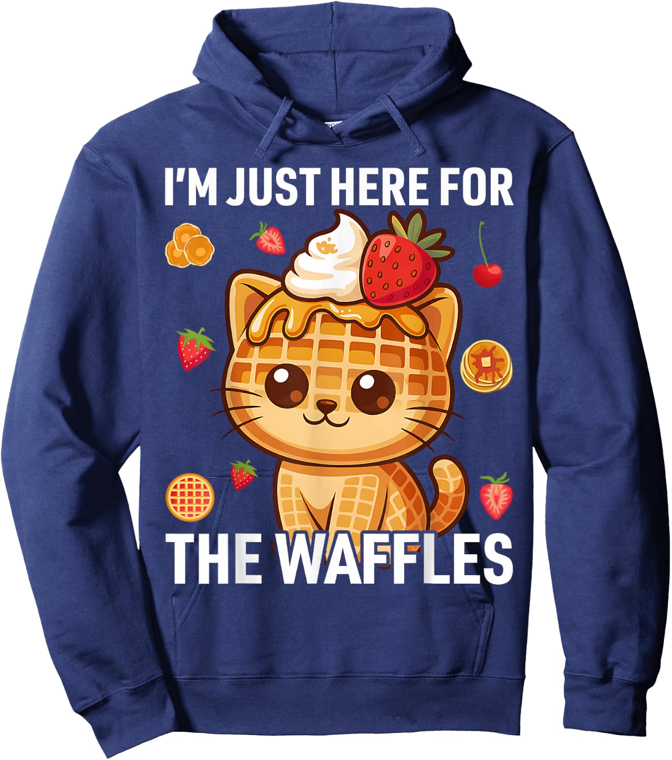I’m Just Here for The Waffles Cute Cat Food Lover Hoodie - Hoodie | Navy