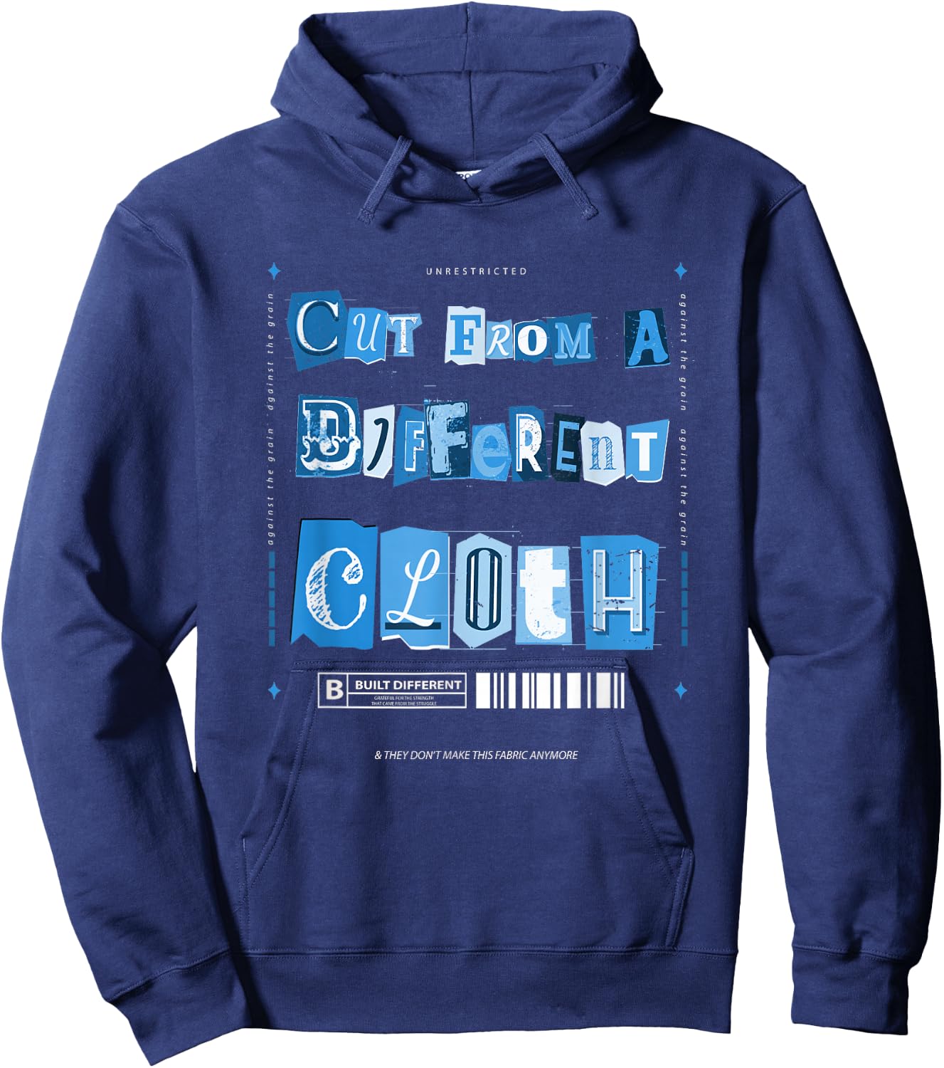 Blue Cut From A Different Cloth Blue Color Graphic Hoodie - Hoodie | Navy