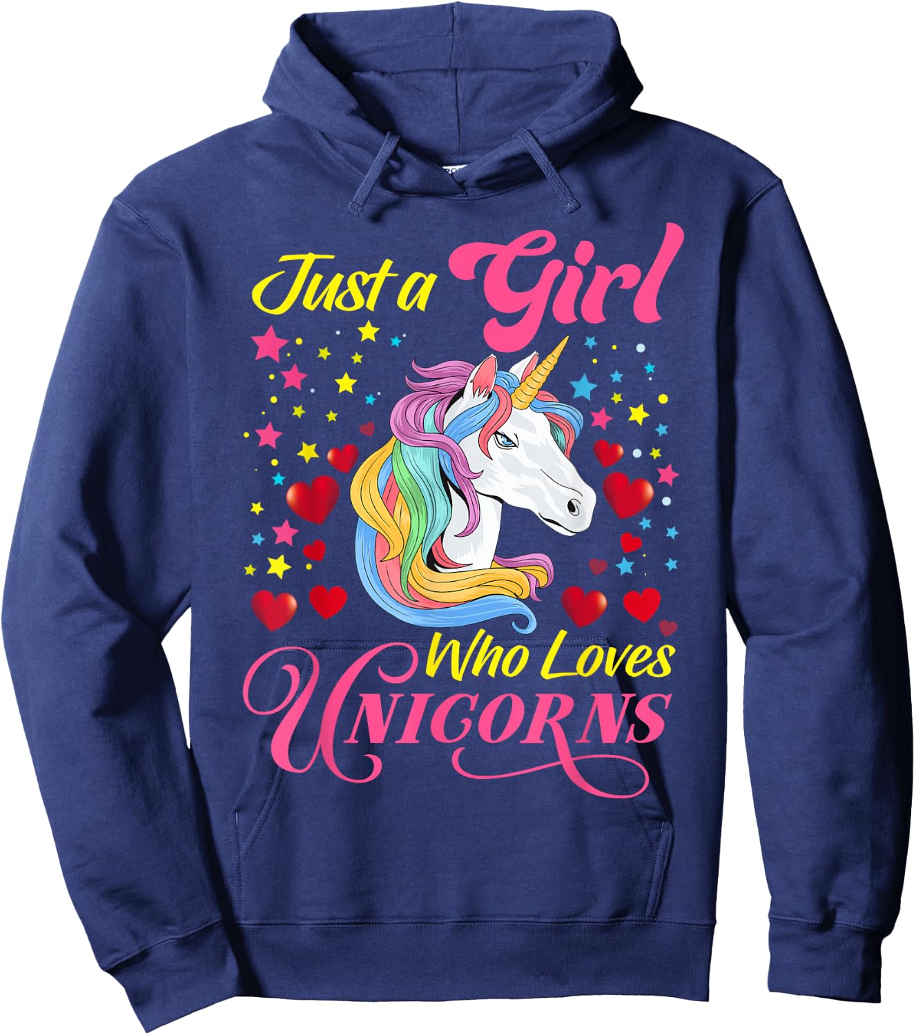 Funny Just a Girl Who Loves Unicorns Girls Women and Moms Hoodie - Hoodie | Navy