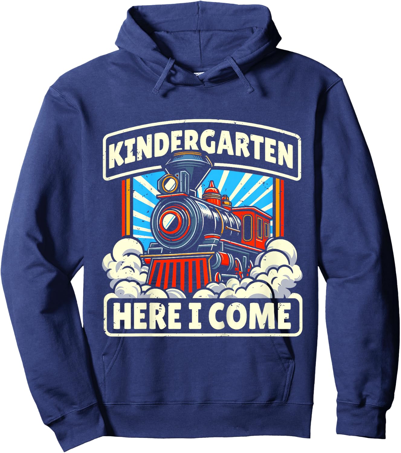 Back To School Kindergarten Here I Come Train Boys Girls Hoodie - Hoodie | Navy