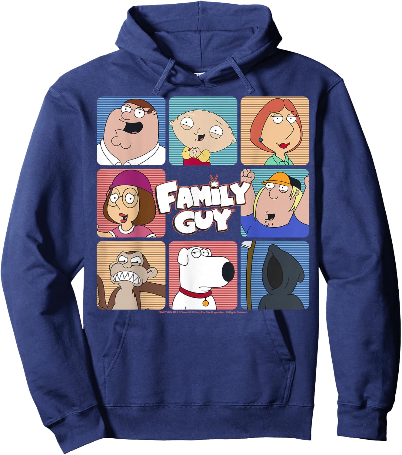 Family Guy Iconic Griffin Family Group Shot Big Chest Panels Hoodie - Hoodie | Navy