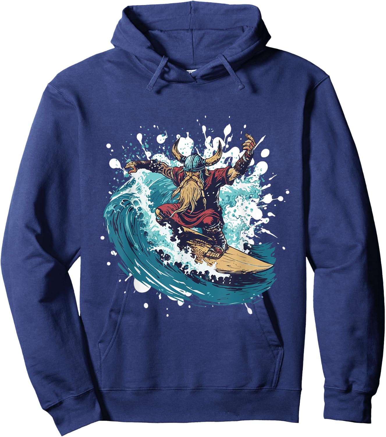 Viking On Surfboard | Odin Surfing Hoodie - Hoodie | Navy