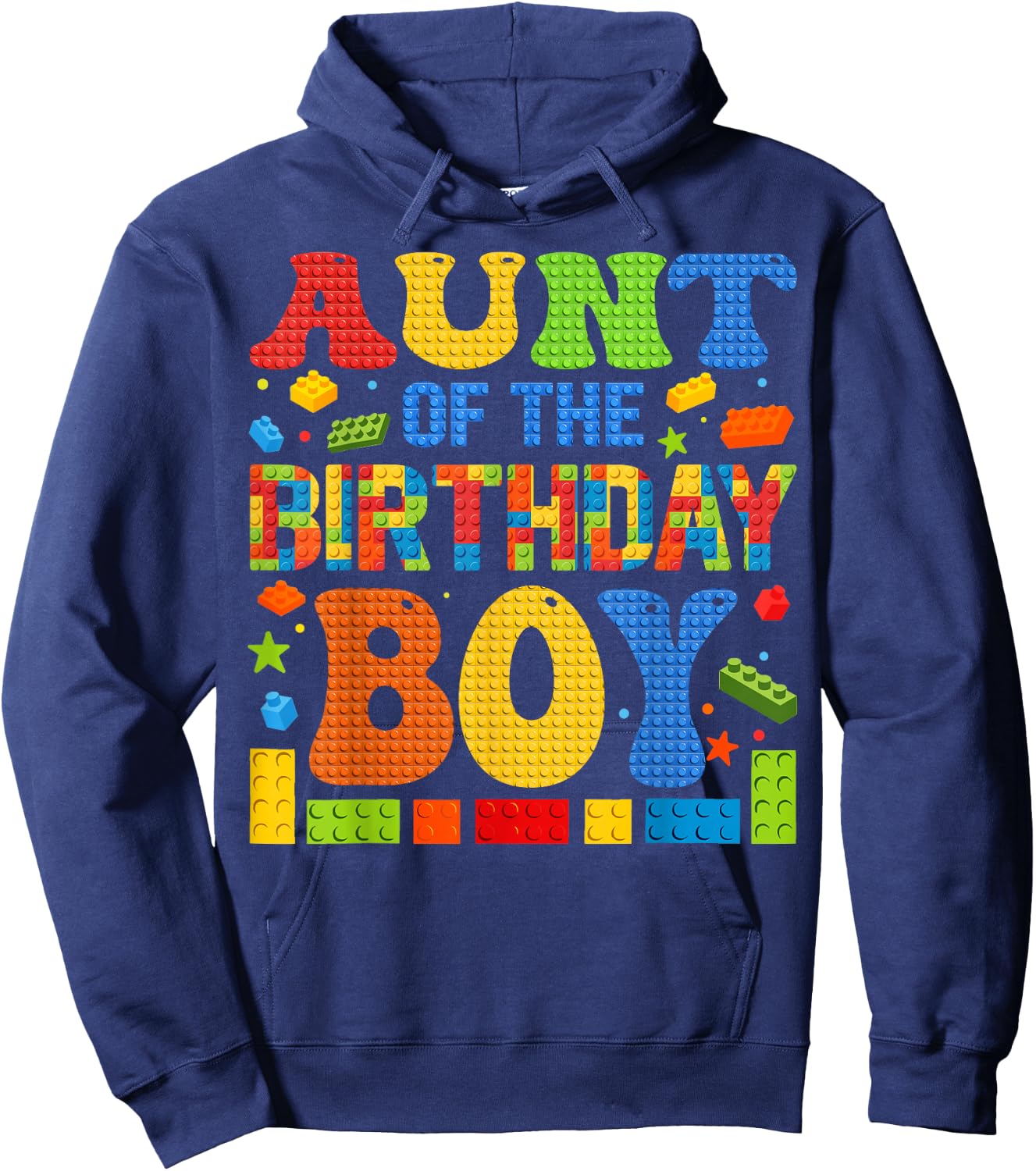 Aunt Of The Birthday Boy Building Block Birthday Party Hoodie - Hoodie | Navy