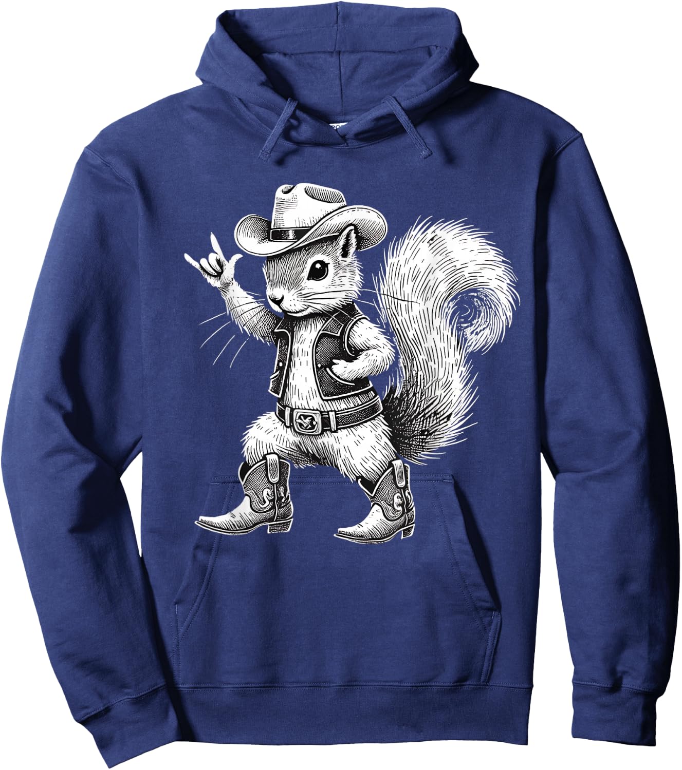 Vintage Squirrel Funny Cowboy Cowgirl Western Country Animal Hoodie - Hoodie | Navy