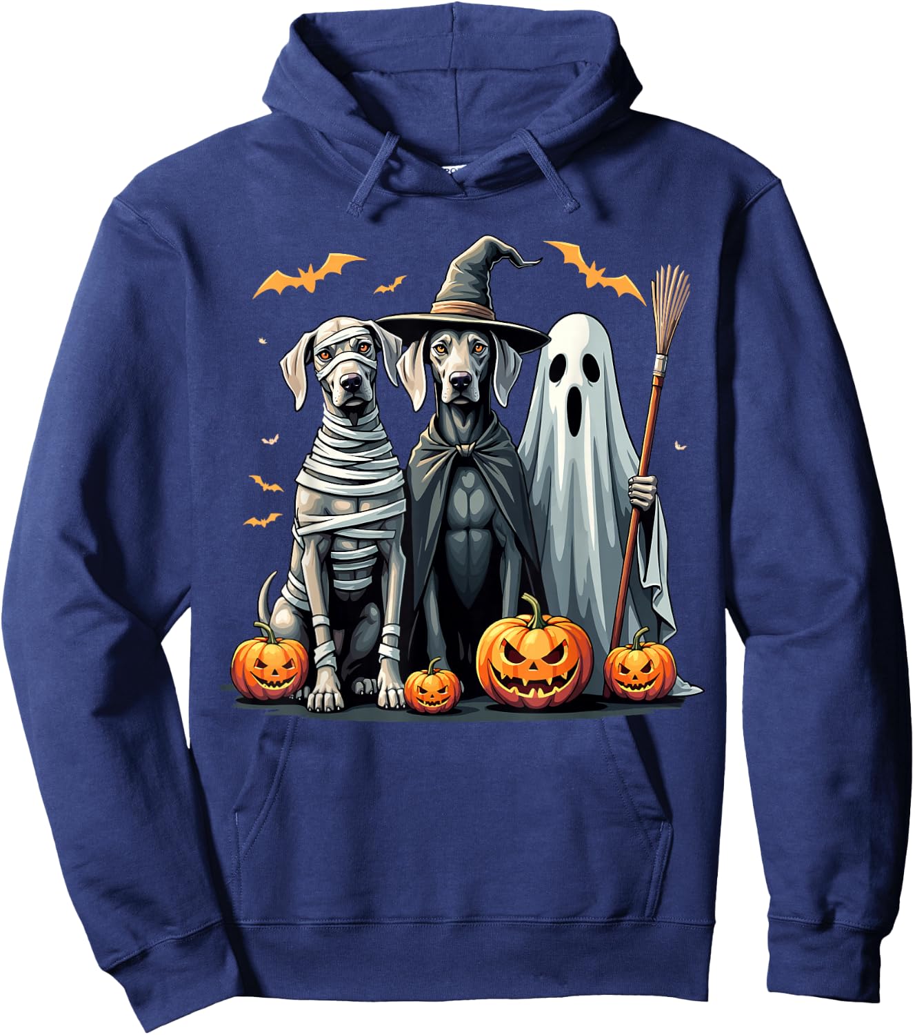 Weimaraner Halloween Costume Mummy Witch Ghost Hoodie - Hoodie | Navy
