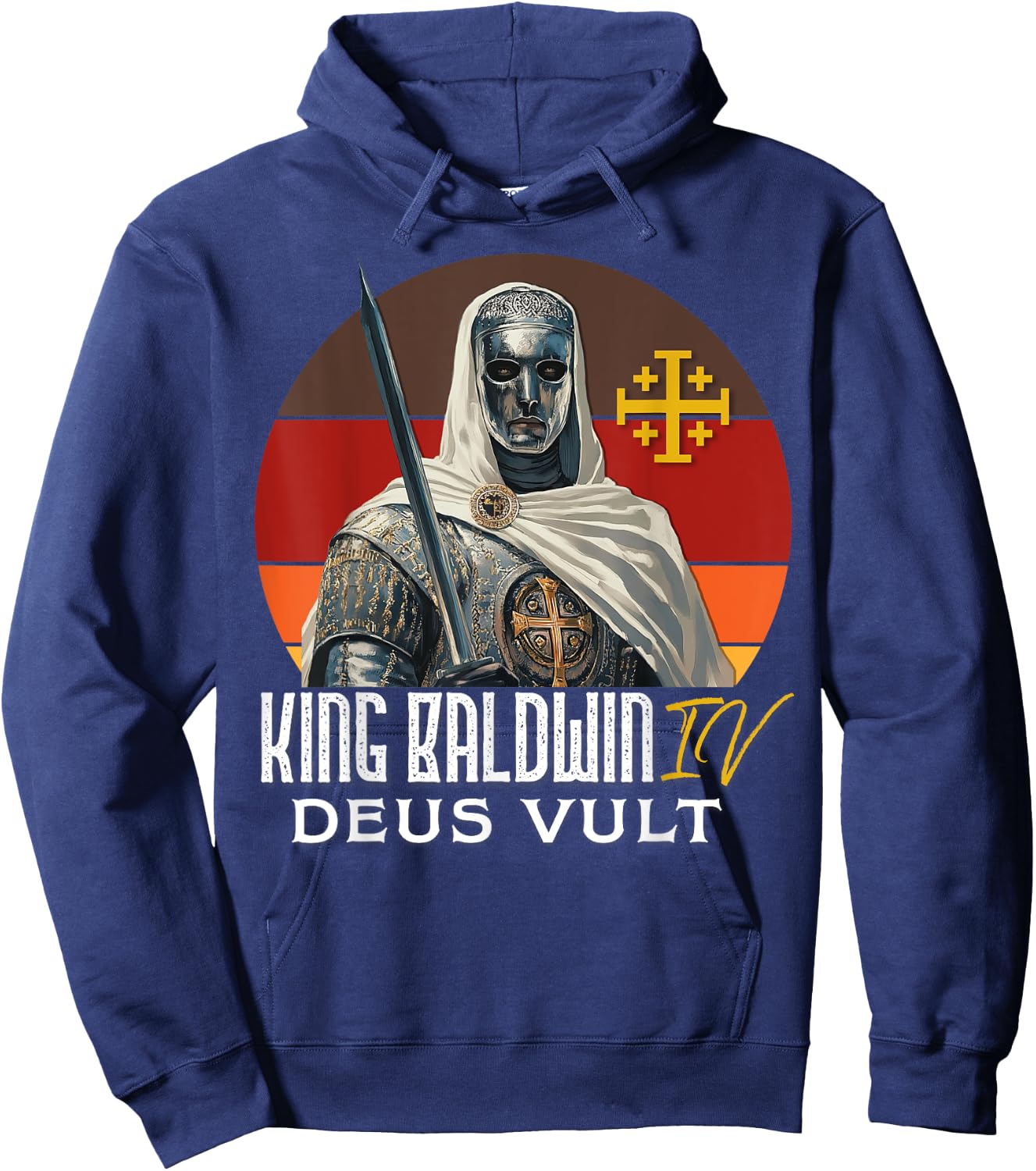 King Baldwin IV Jerusalem Cross Catholic Hoodie - Hoodie | Navy