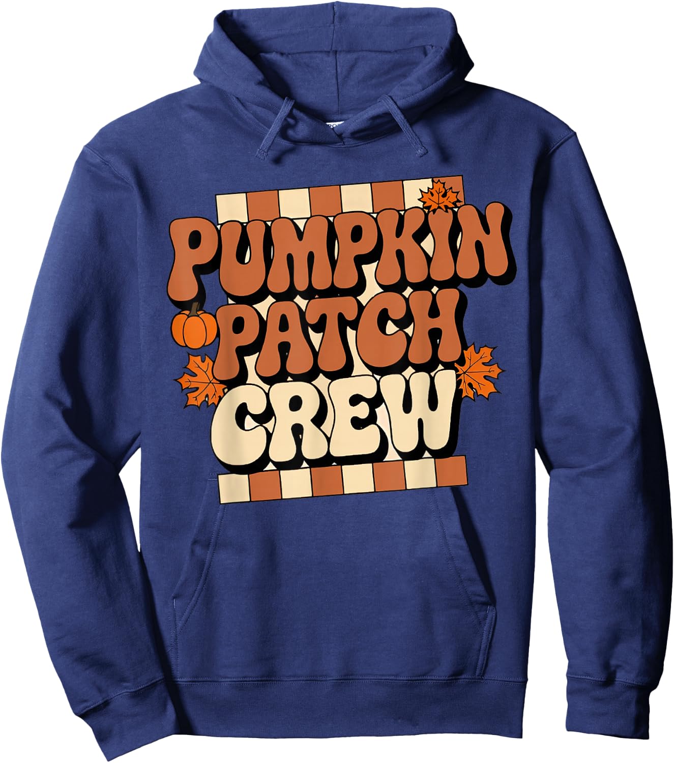 Pumpkin Patch Crew Toddler Boy Groovy Girl Retro Halloween Hoodie - Hoodie | Navy