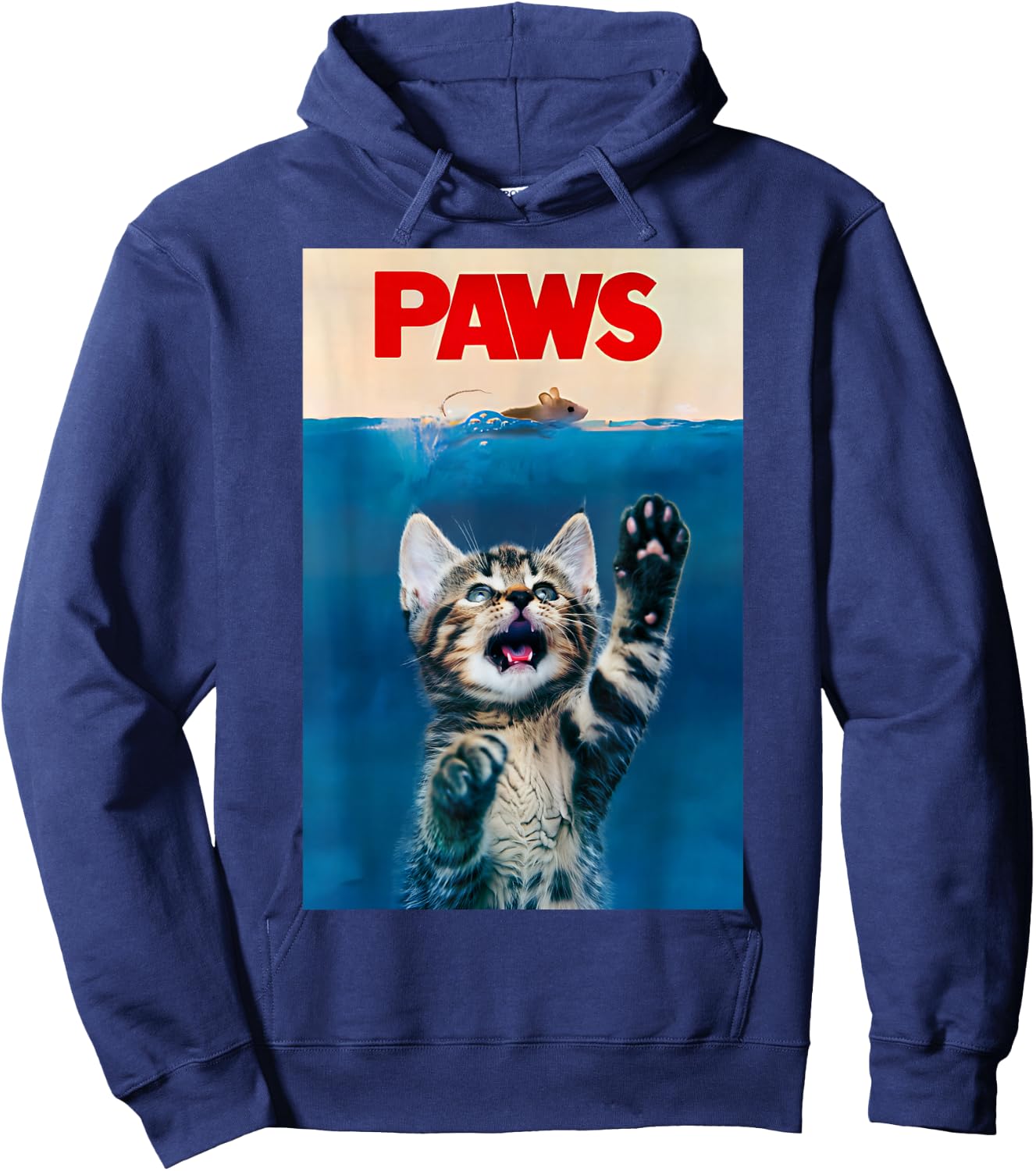 Paws Funny Cat Parody cat Lover Gift Kitten Shark Mouse Meow Hoodie - Hoodie | Navy