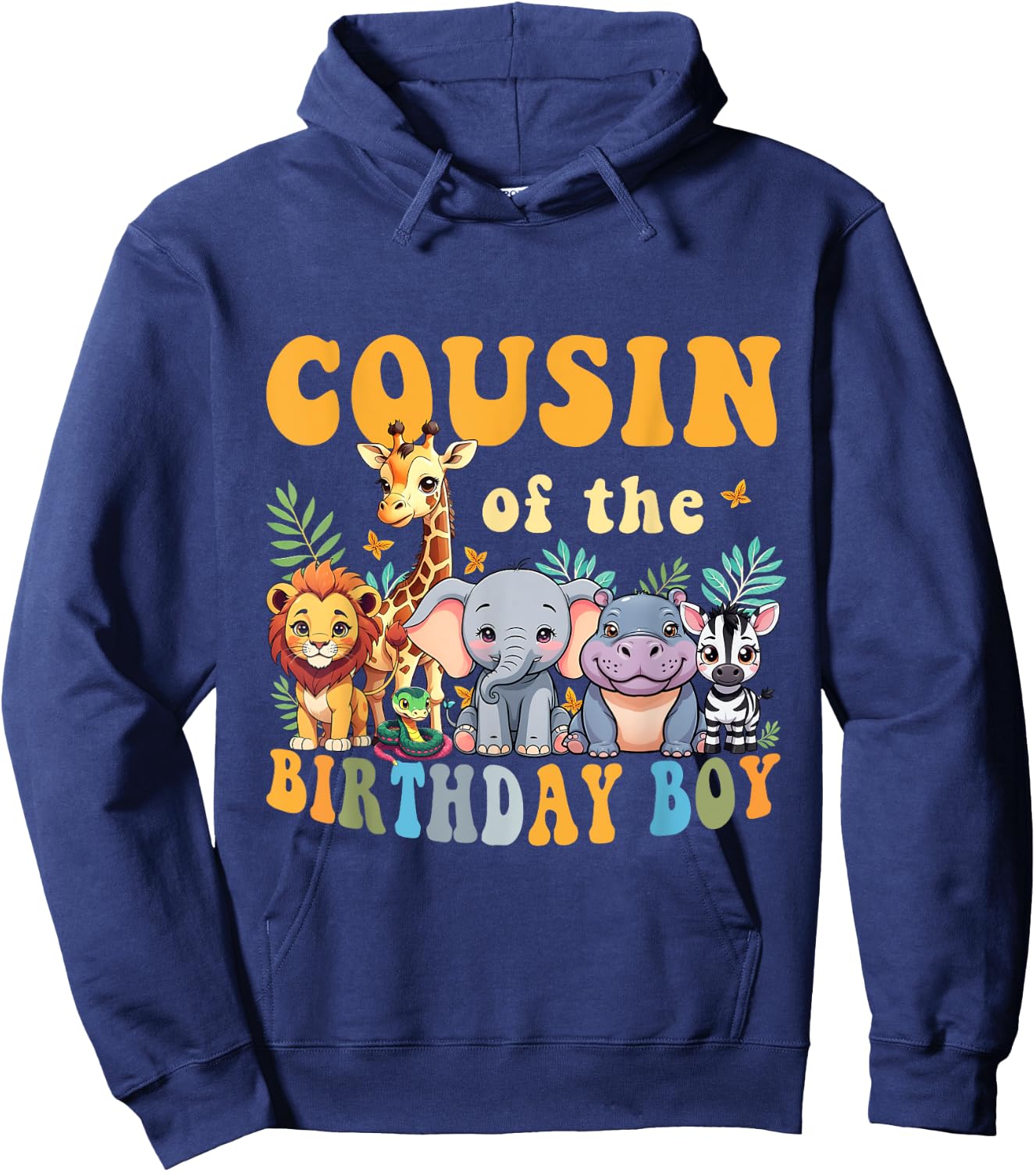 Cousin of the Birthday Boy Kid Safari Jungle Animal Matching Hoodie - Hoodie | Navy