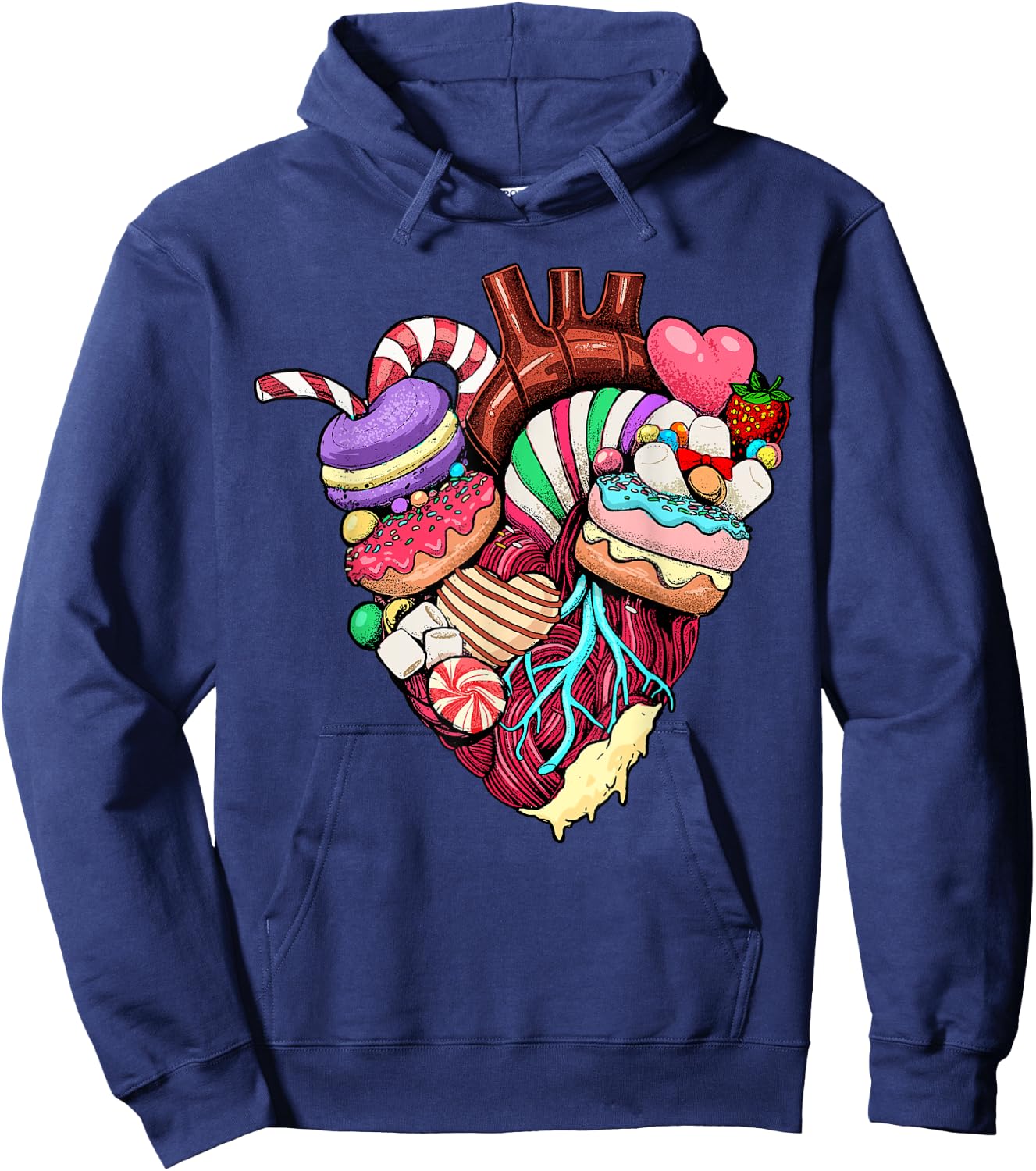 Anatomical Heart Shirt Sweet Candy Heart Cardiology Cardiac Hoodie - Hoodie | Navy
