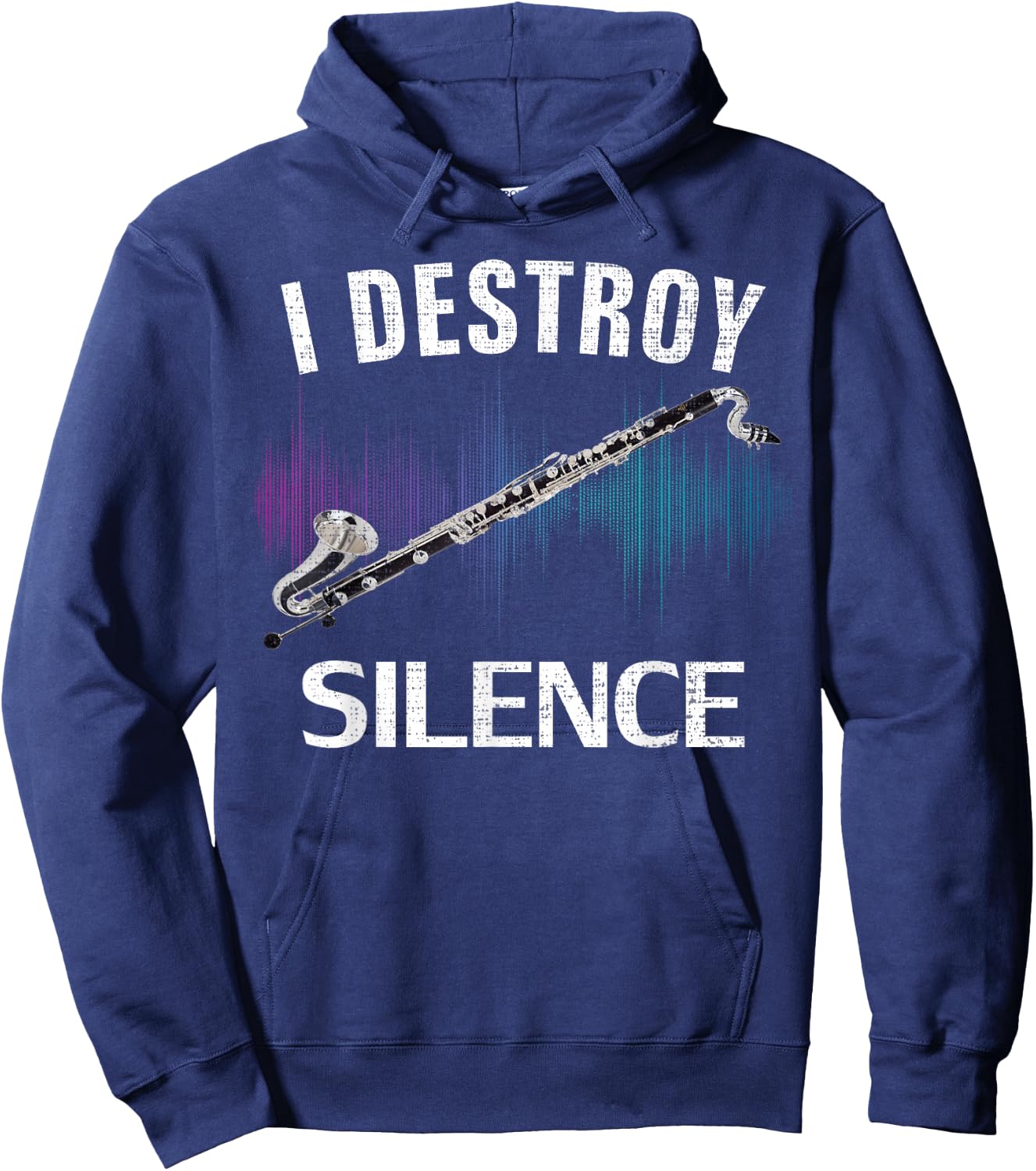 Vintage I Destroy Silence Bass Clarinet Funny Orchestra Gift Hoodie - Hoodie | Navy
