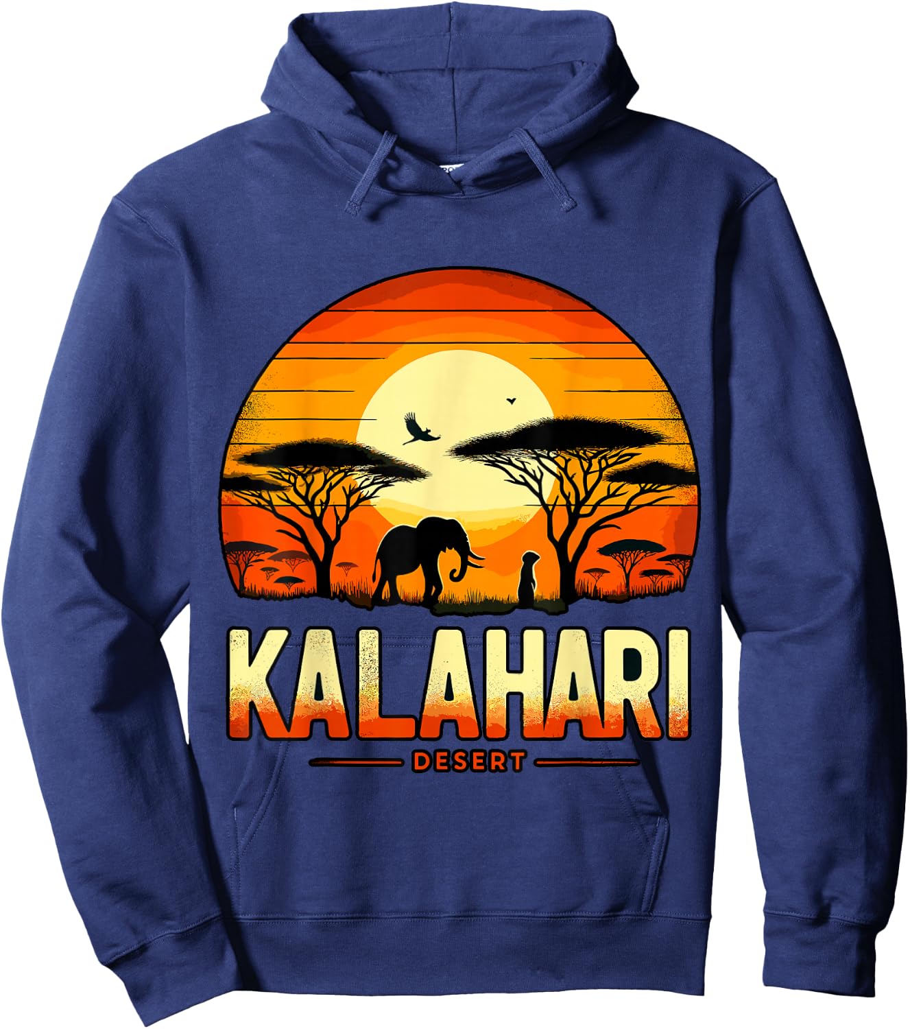 Kalahari Desert Africa Safari Elephant Sunset Hoodie - Hoodie | Navy