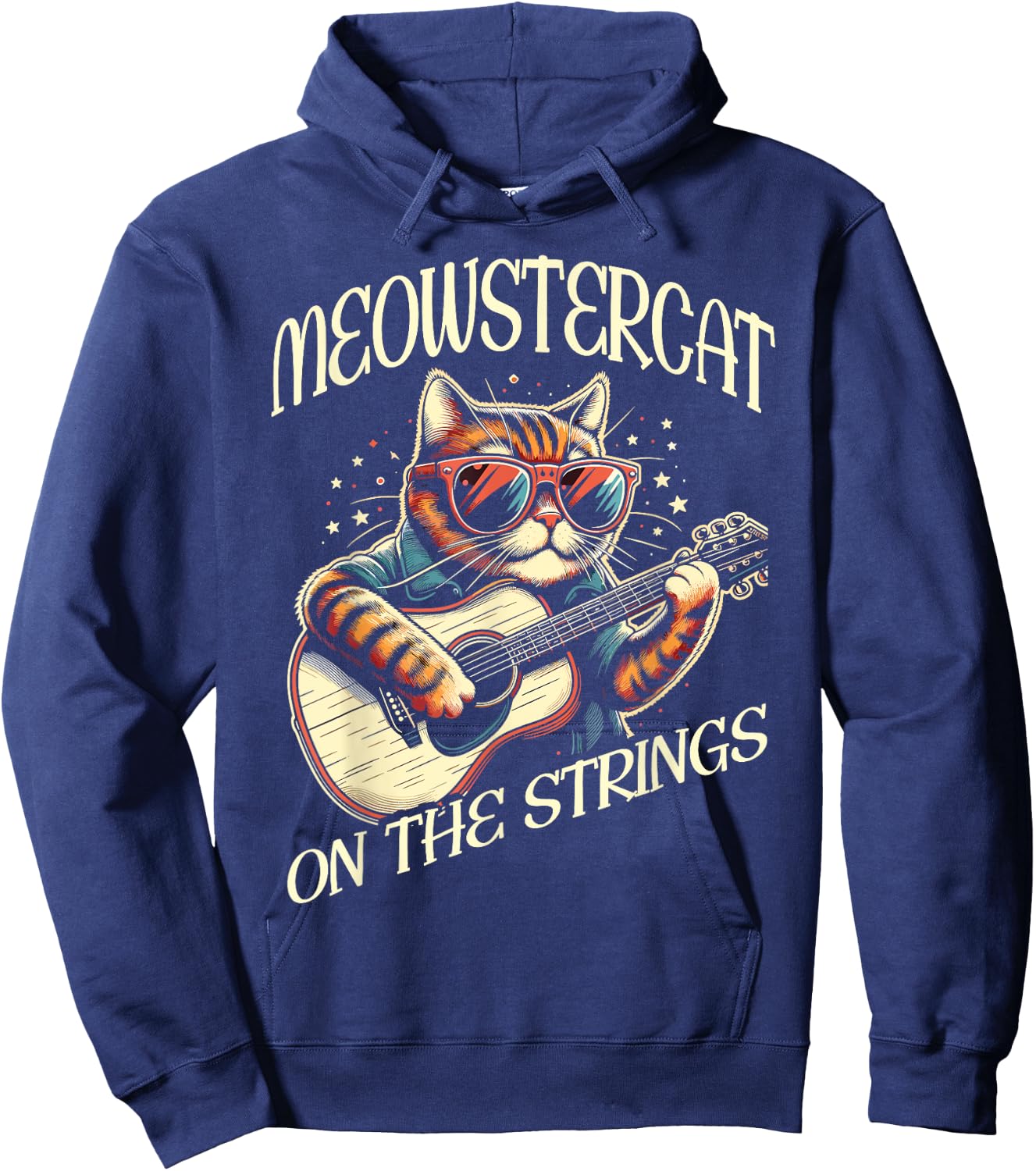 Funny Cat Playing Guitar Hoodie - Hoodie | Navy