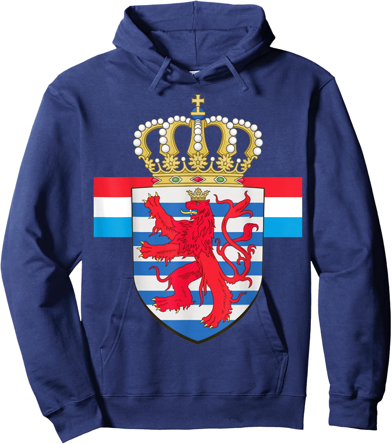 Luxembourg National Lion Emblem and Flag Hoodie - Hoodie | Navy