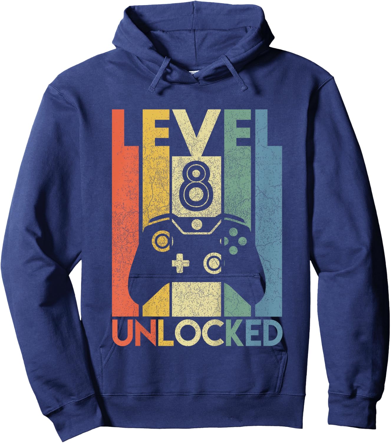 Level 8 Unlocked Funny Video Gamer 8th Birthday Gift Hoodie - Hoodie | Navy