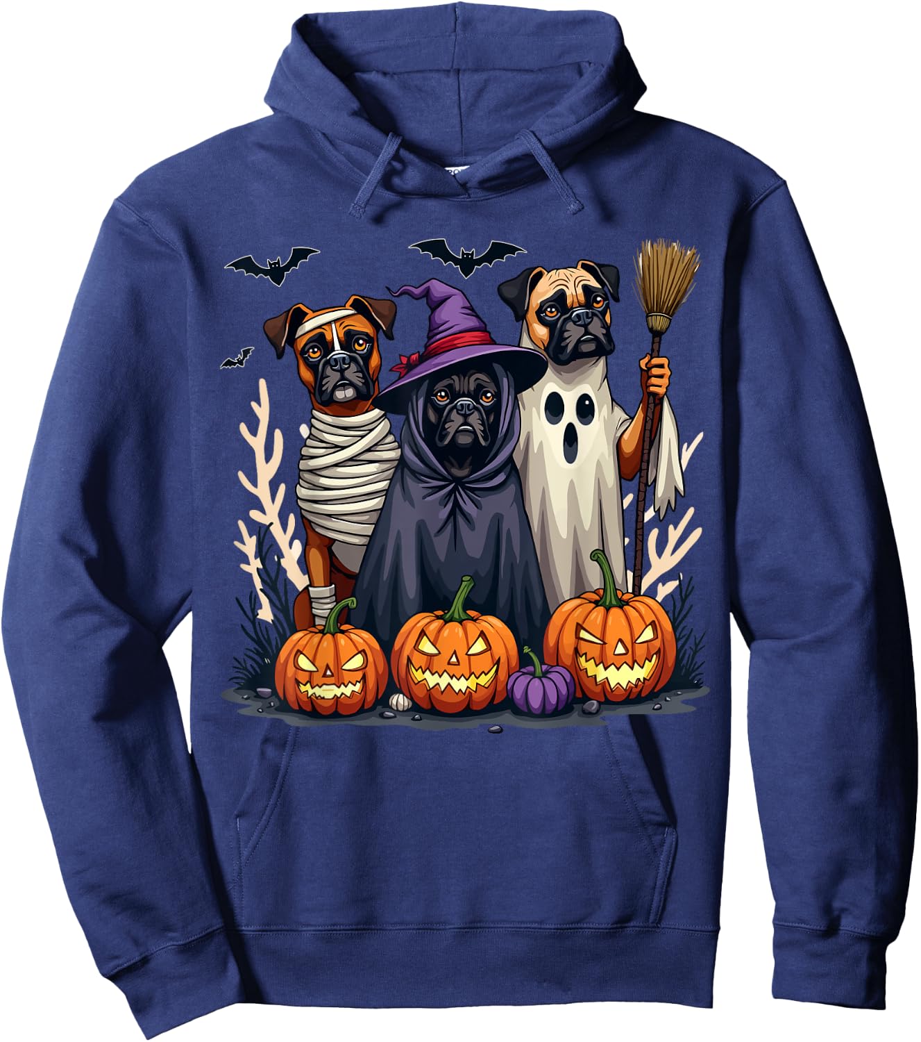 Boxer Halloween Costume Cute Spooky Dog Lover Men Women Kids Hoodie - Hoodie | Navy