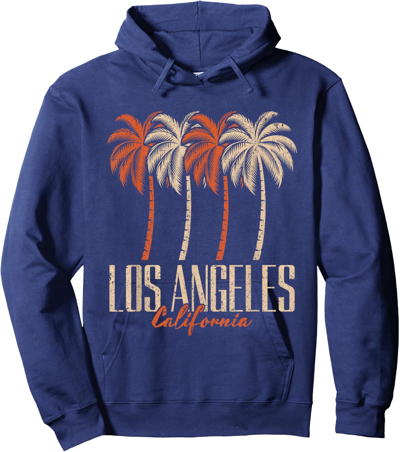 Vintage Los Angeles California Palm Trees Retro LA Graphic Hoodie - Hoodie | Navy