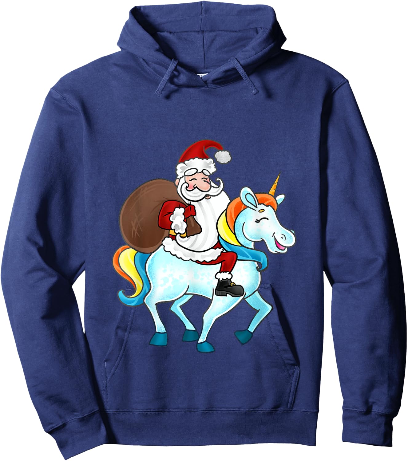 Funny Santa Claus Riding A Unicorn Cute Christmas Lover Hoodie - Hoodie | Navy