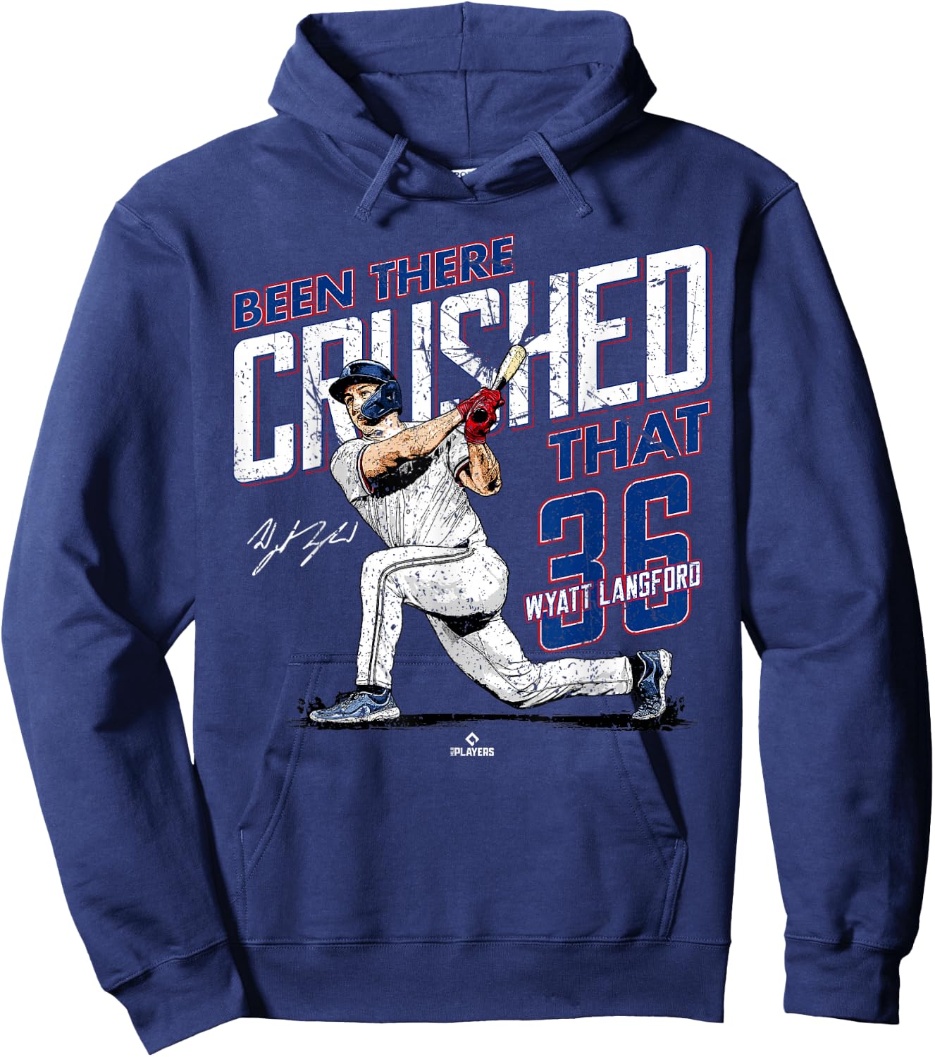 Ballpark MVP Been There Crushed That Wyatt Langford Texas MLBPA , Small, Black Hoodie - Hoodie | Navy
