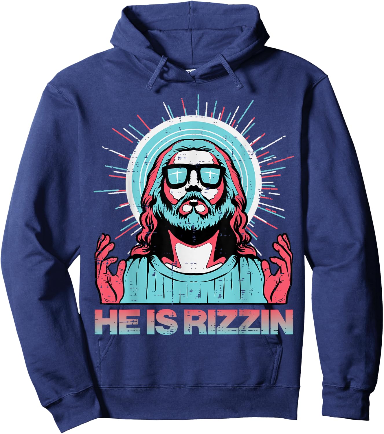 He Is Rizzin Risen Jesus Easter Funny Saying Women Men Kids Hoodie - Hoodie | Navy