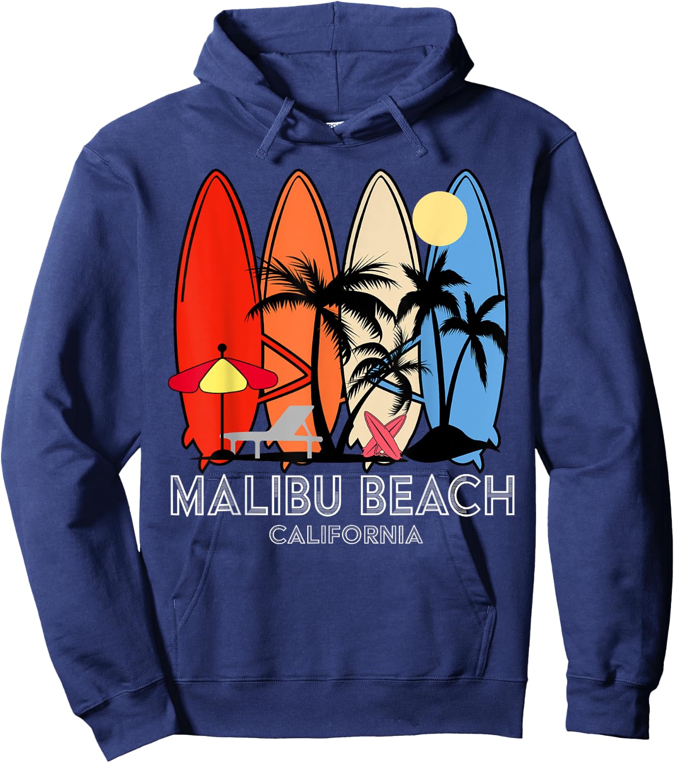 Malibu Beach California Retro Surfer Vintage Women Kids Hoodie - Hoodie | Navy