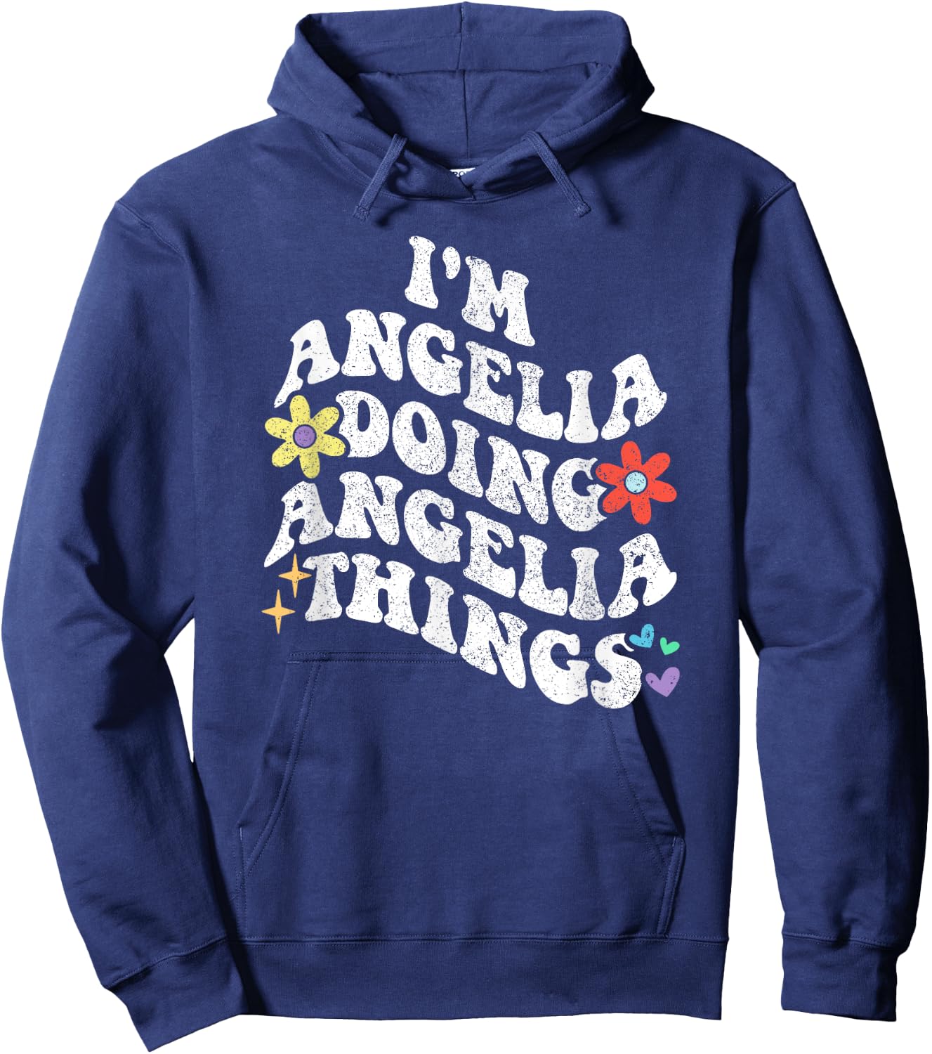 Retro Groovy Im ANGELIA Doing ANGELIA Things Funny Mother's Hoodie - Hoodie | Navy