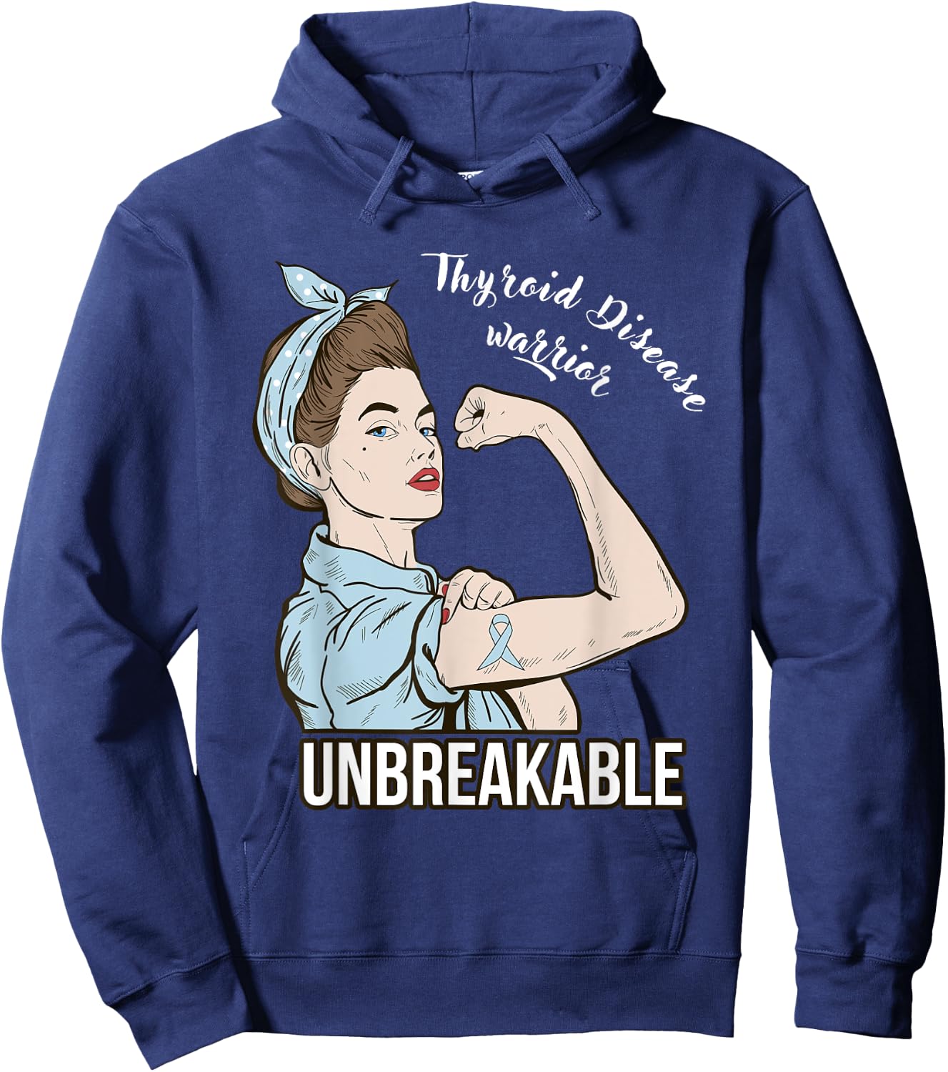Thyroid Disease Awareness Warrior Fighter Support Hoodie - Hoodie | Navy