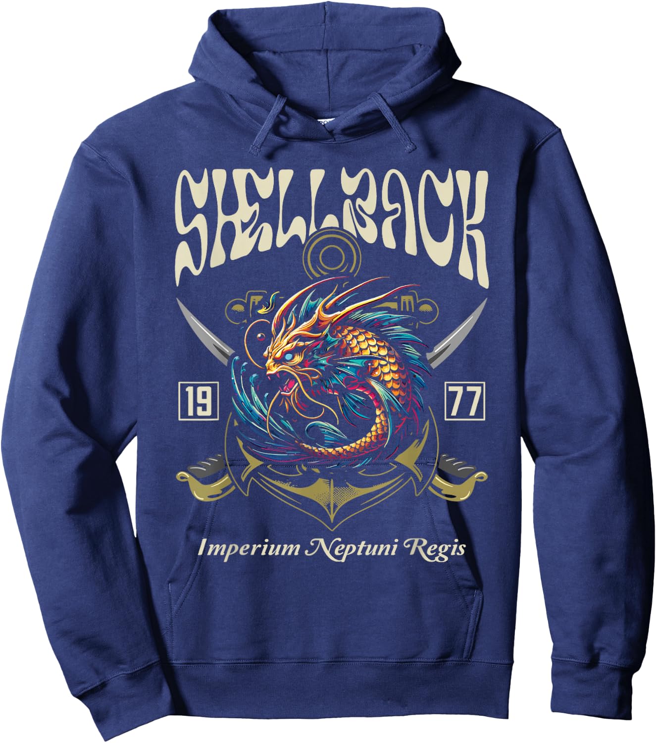 Shellback 1977 Equator Crossing Design for the year 1977 Hoodie - Hoodie | Navy