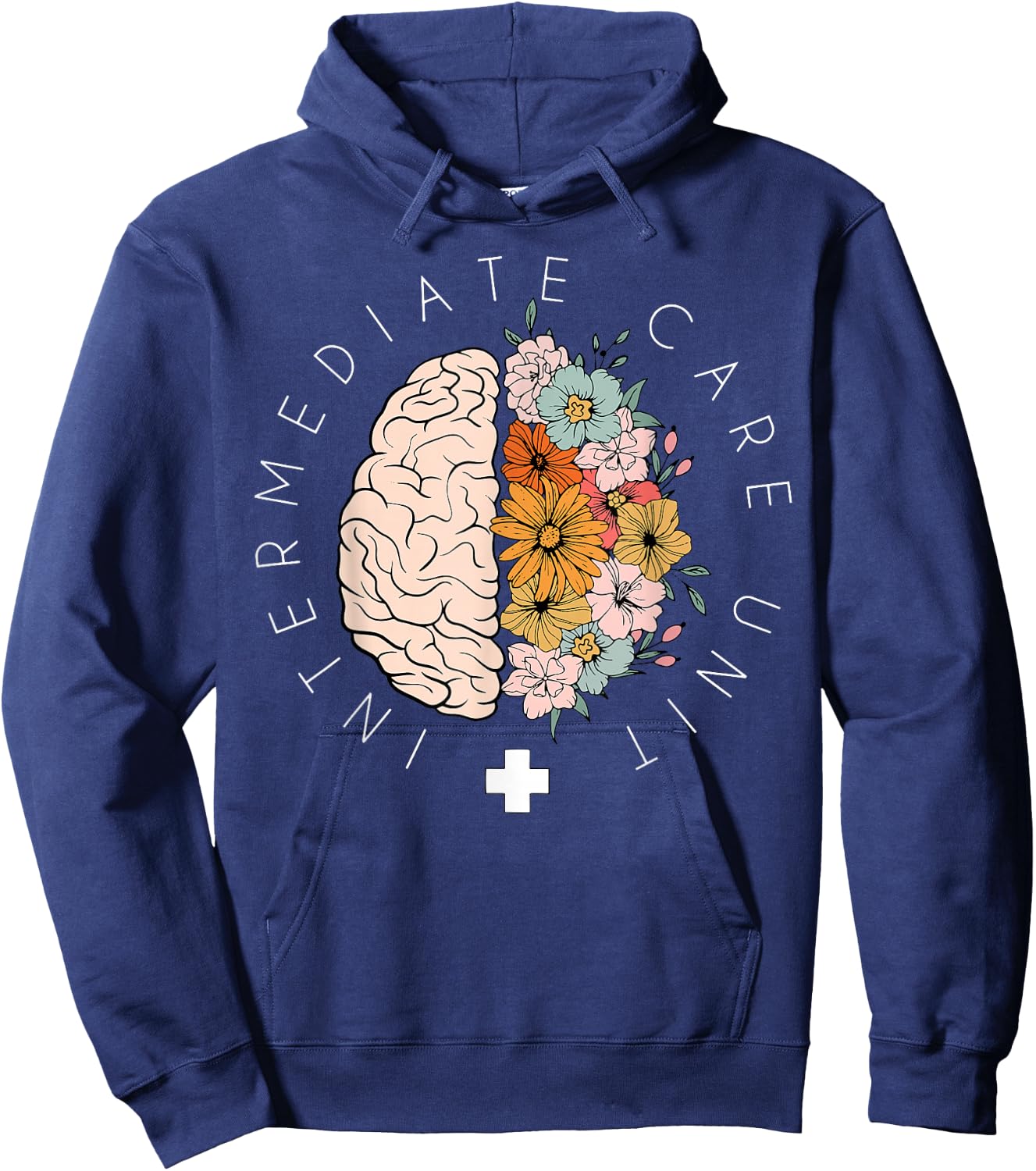 Floral Brain IMCU Intermediate Care Unit Nurse Appreciation Hoodie - Hoodie | Navy
