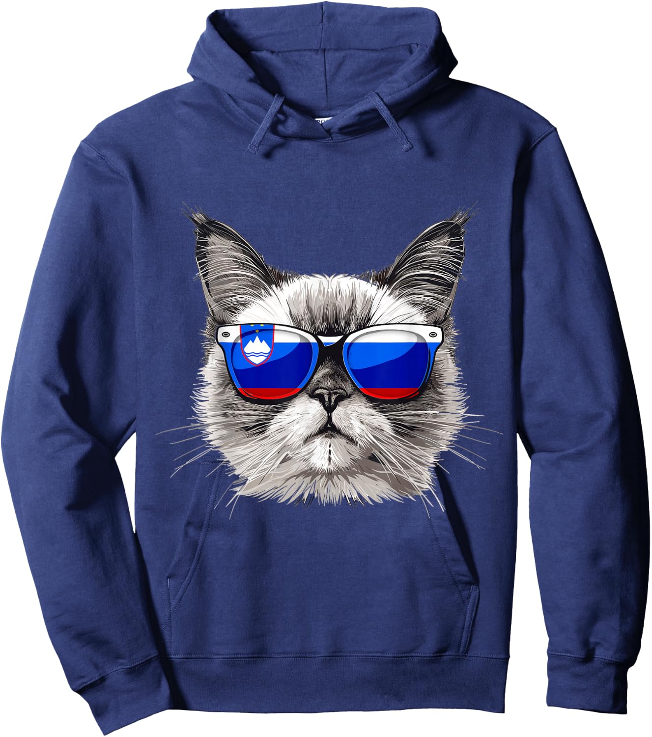 Slovenia Flag Cat Mom Souvenirs Products Kitten Slovenian Hoodie - Hoodie | Navy