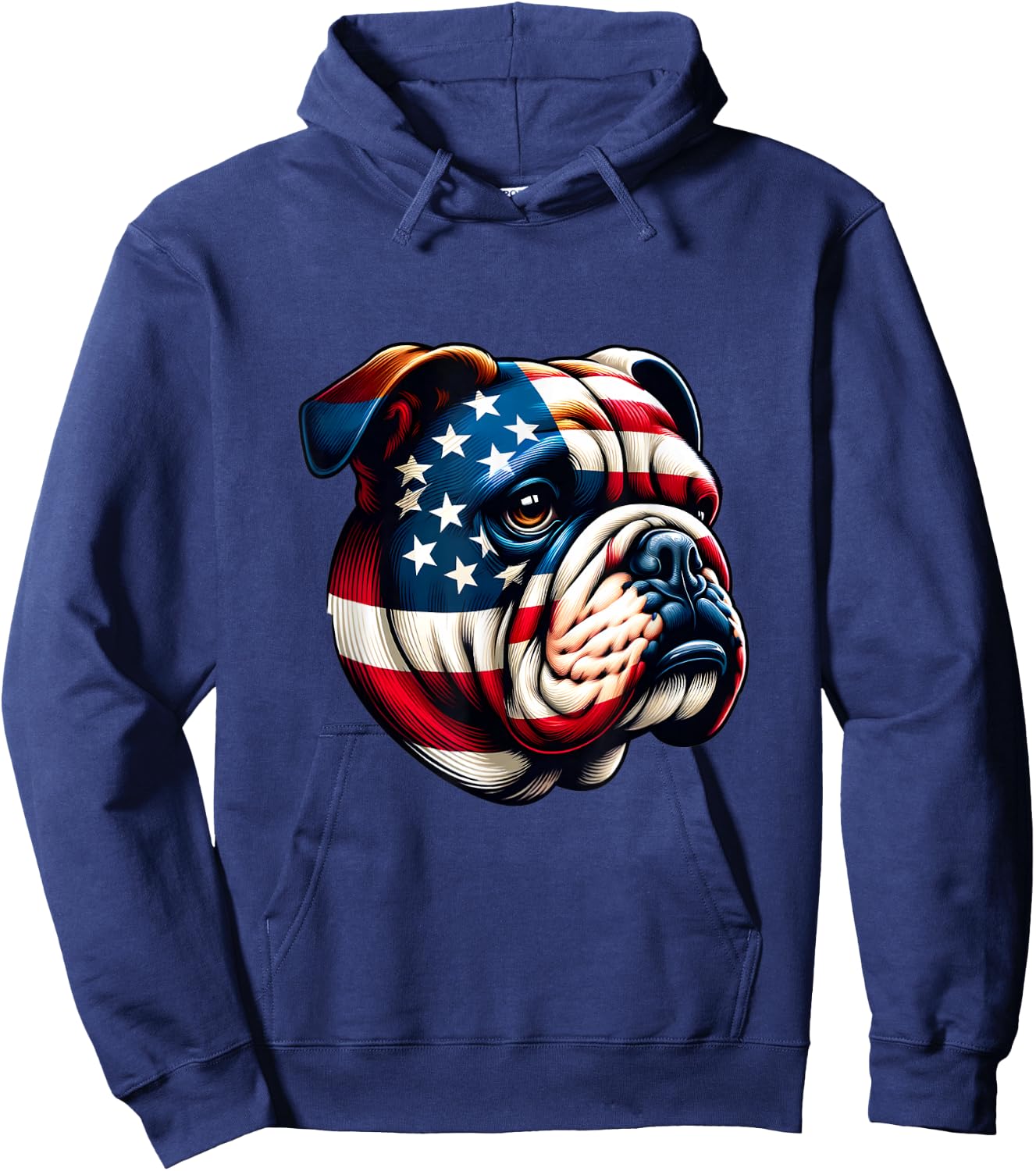 Patriotic English Bulldog Lover Owner Men American USA Flag Hoodie - Hoodie | Navy