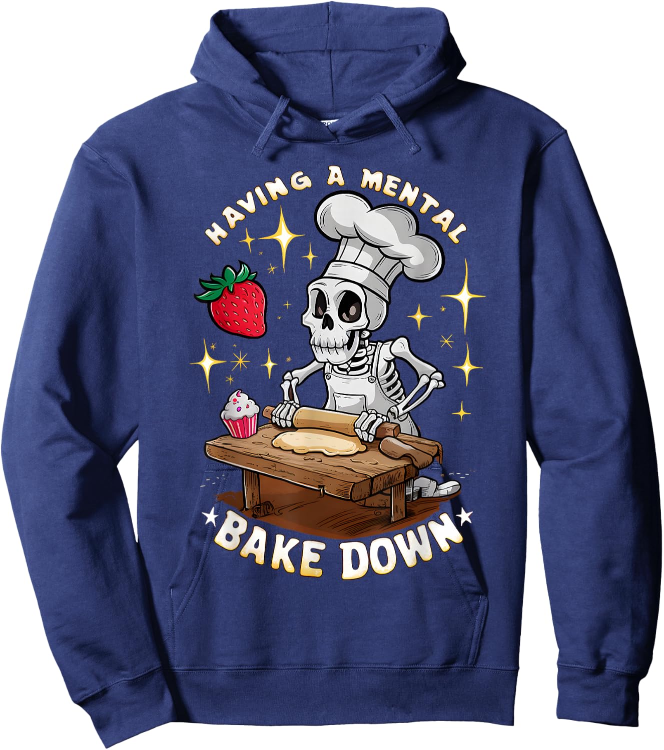 Having A Mental Bake Down Funny Skeleton Baker Halloween Hoodie - Hoodie | Navy