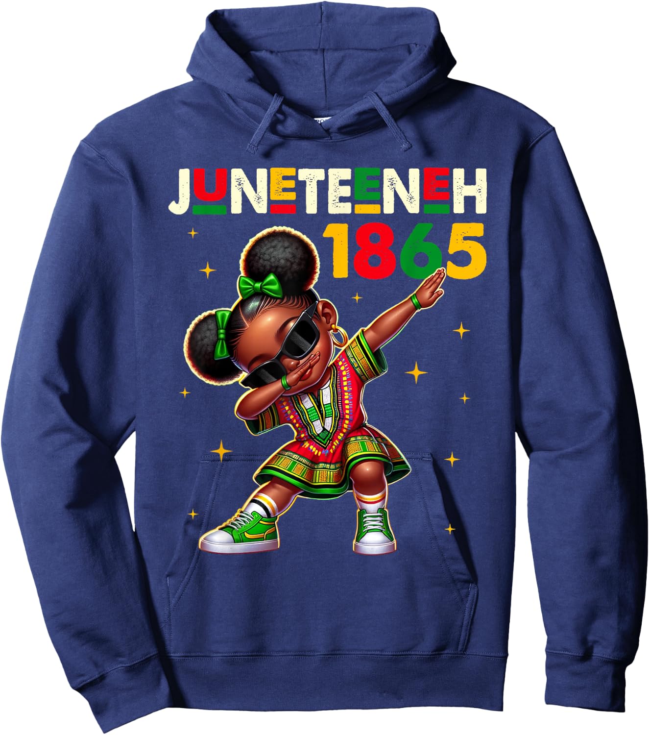Juneteenth Dabbing Black Girls Queen Melanin Brown Skin Dab Hoodie - Hoodie | Navy