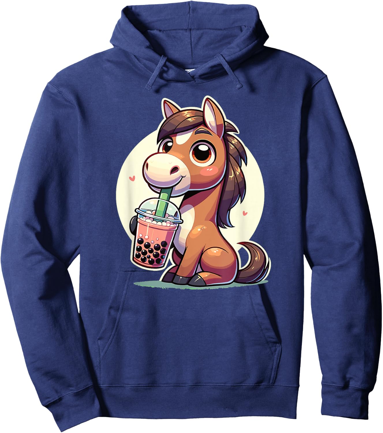 Kawaii Horses Bubble Tea Boba Horse Hoodie - Hoodie | Navy
