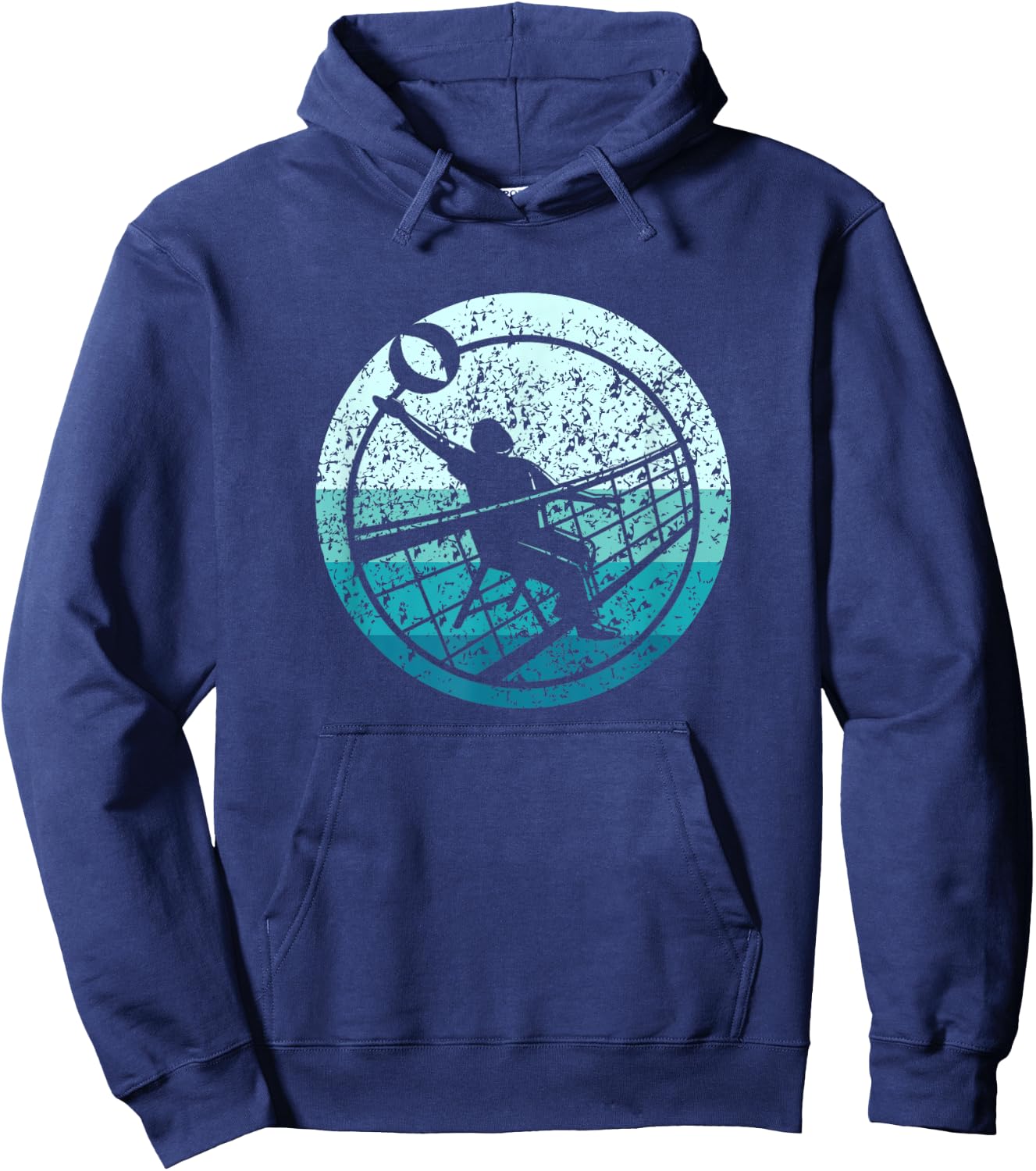 Retro Vintage Volleyballer Design Chair Volleyball Hoodie - Hoodie | Navy