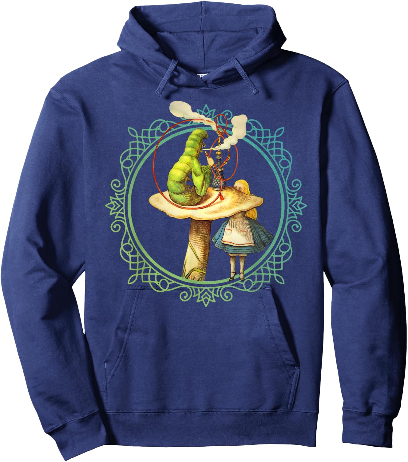 Alice and the Smoking Caterpillar - T Shirt Design Hoodie - Hoodie | Navy