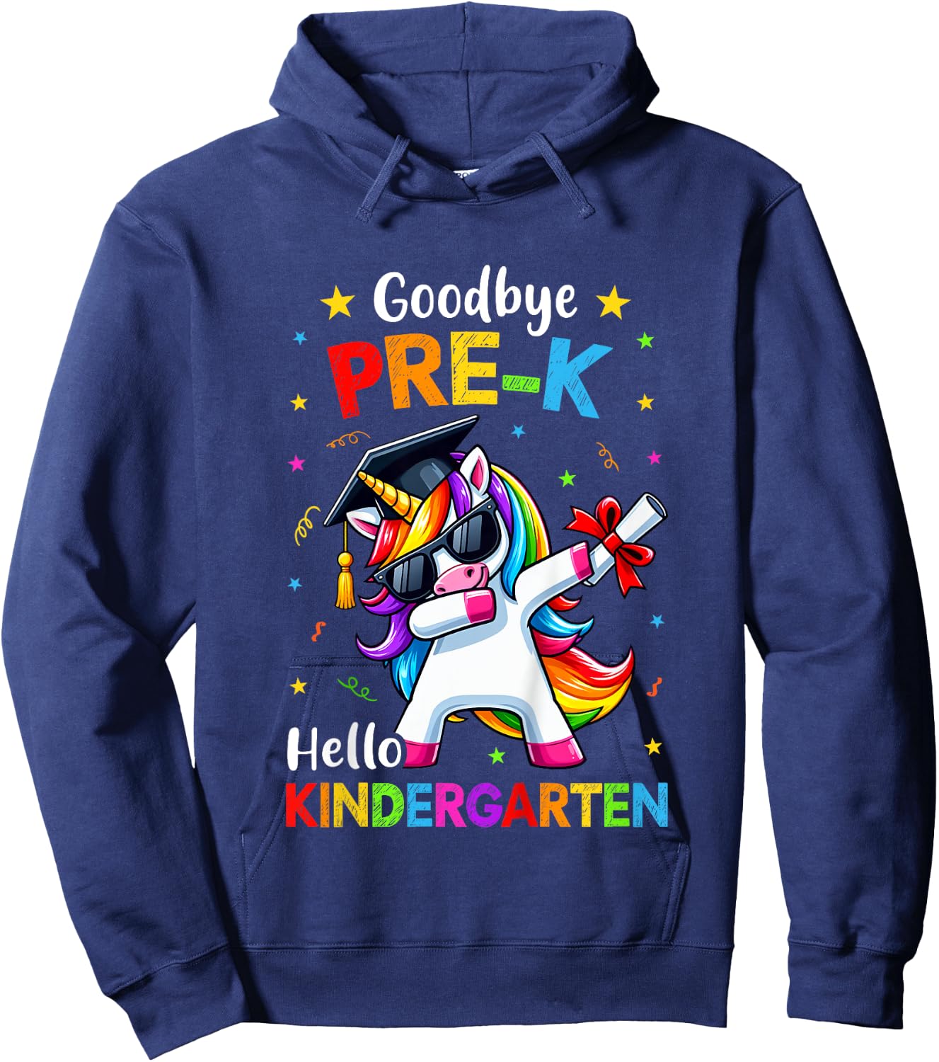 Kids Goodbye Pre-K Hello Kindergarten Graduation Unicorn Girl Hoodie - Hoodie | Navy