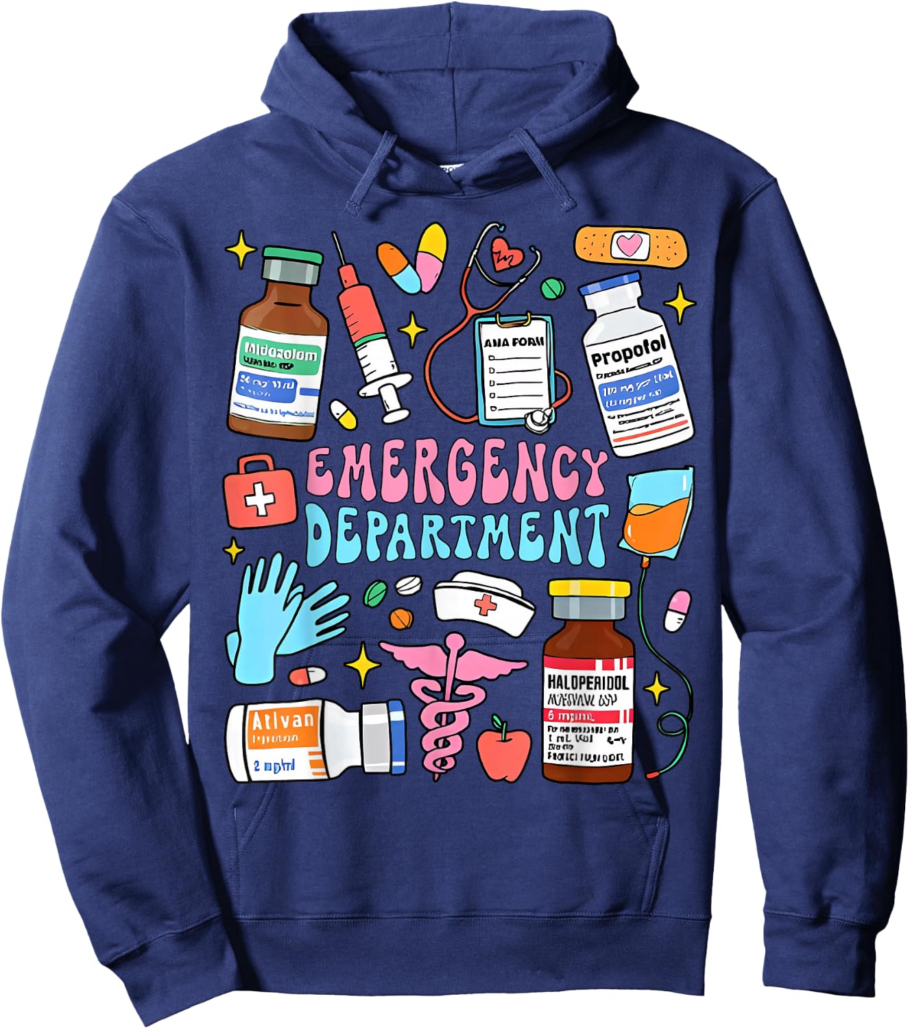 Retro Emergency Department Emergency Room ER ED Nurse Tech Hoodie - Hoodie | Navy