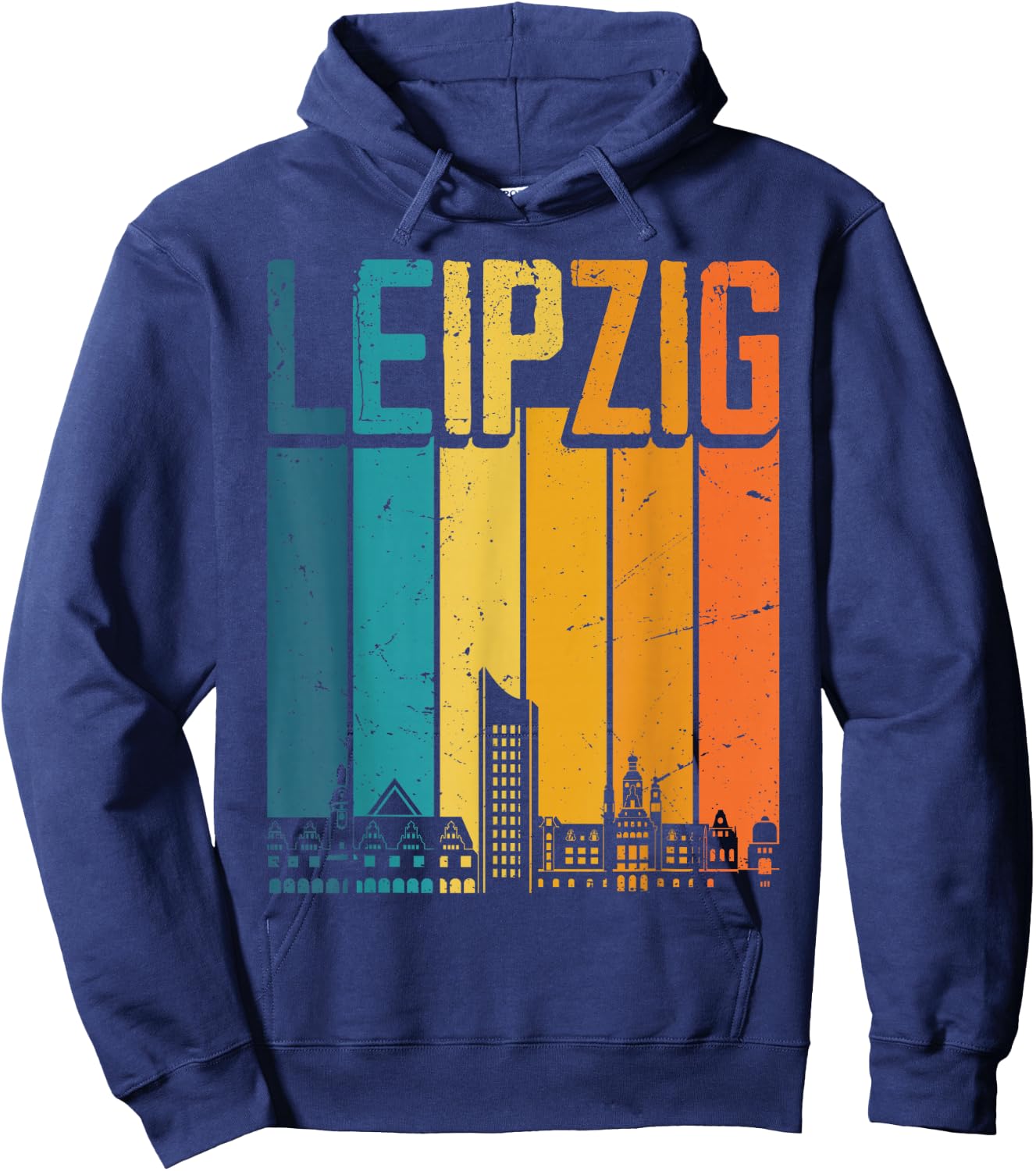 Leipzig Skyline Retro Vintage Souvenir Leipzig Hoodie - Hoodie | Navy