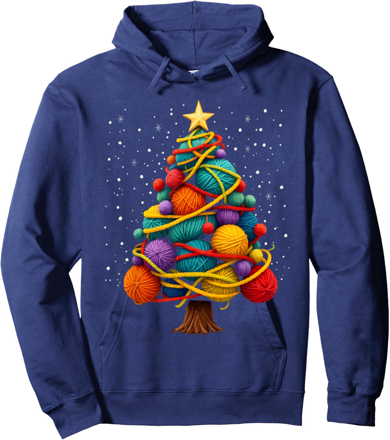 Yarn Christmas Tree Crochet Knitting Quilter Sewing Hoodie - Hoodie | Navy