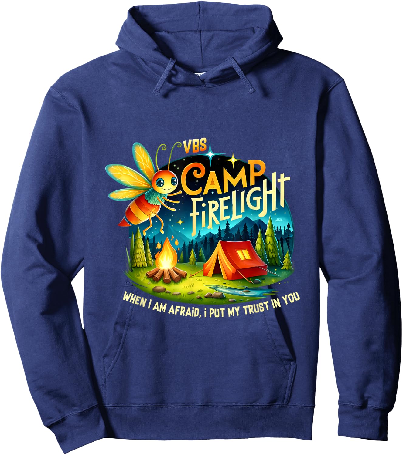 VBS Camp Firework 2024 Camp Firelight Vacation Bible School Hoodie - Hoodie | Navy