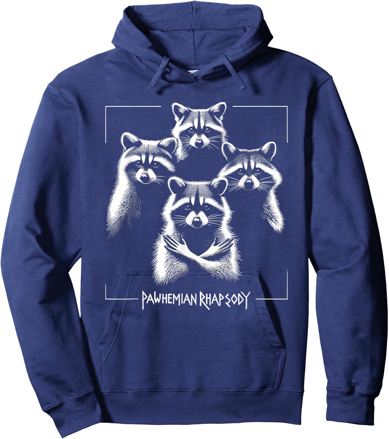 Retro Raccoon Rock Music Concert Band Novelty Funny Raccoon Hoodie - Hoodie | Navy