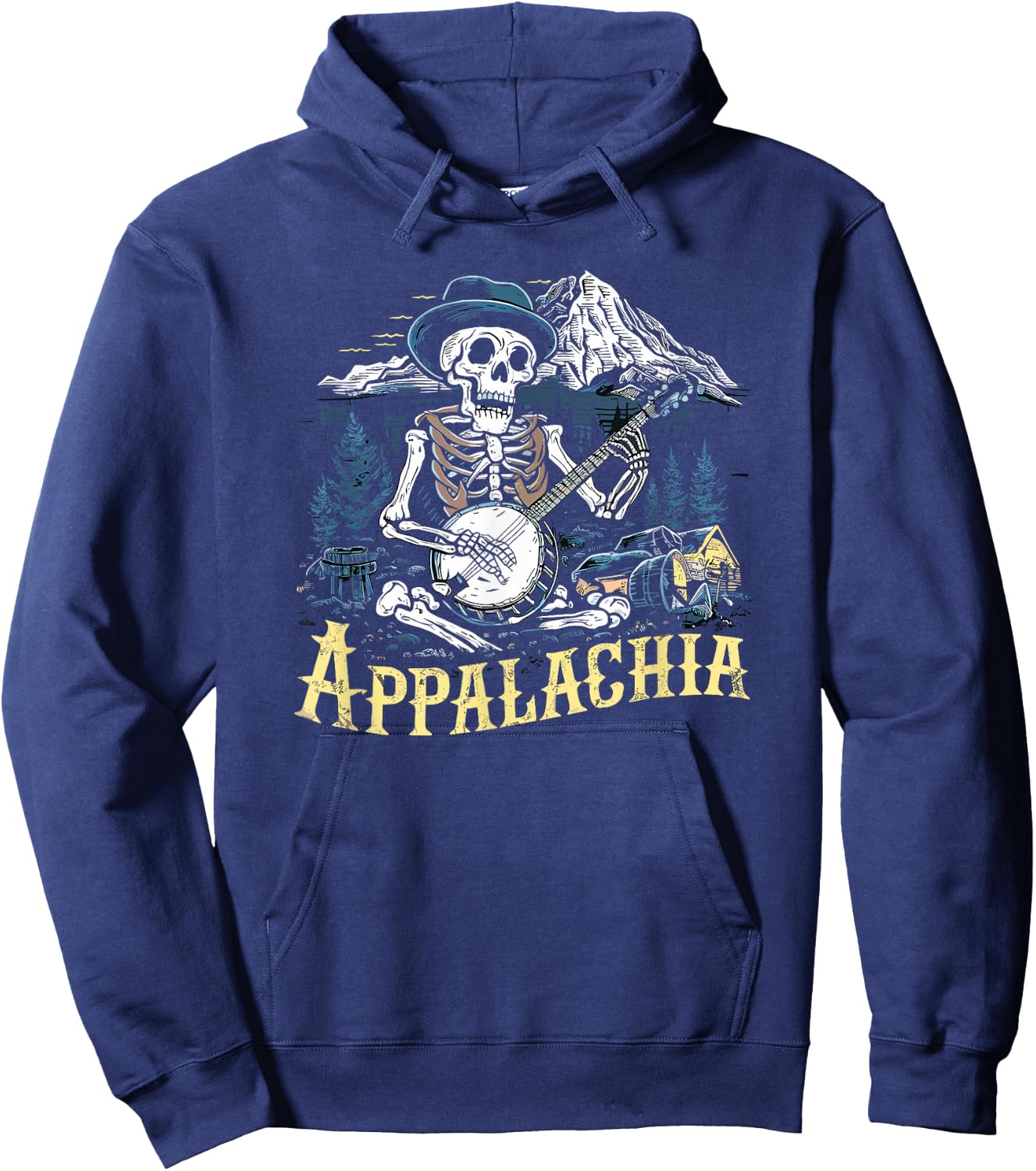 Bluegrass Banjo Skeleton, Appalachia Country Bluegrass Music Hoodie - Hoodie | Navy